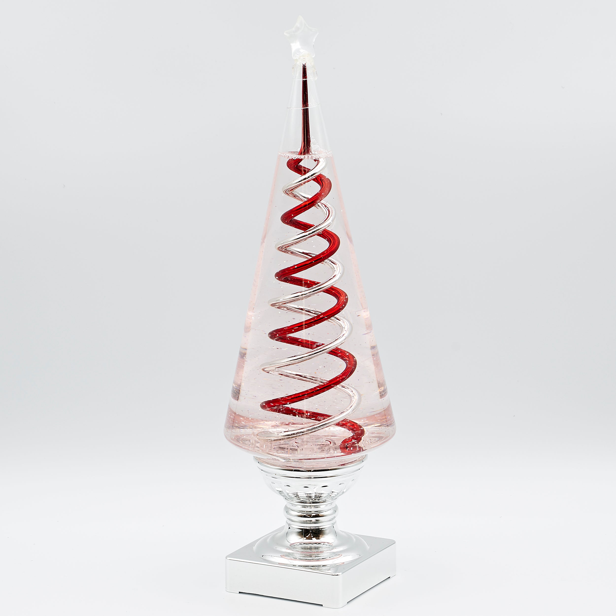 Confetti Lites Lighted Swirl Tree with Red & Silver Rotating Spirals