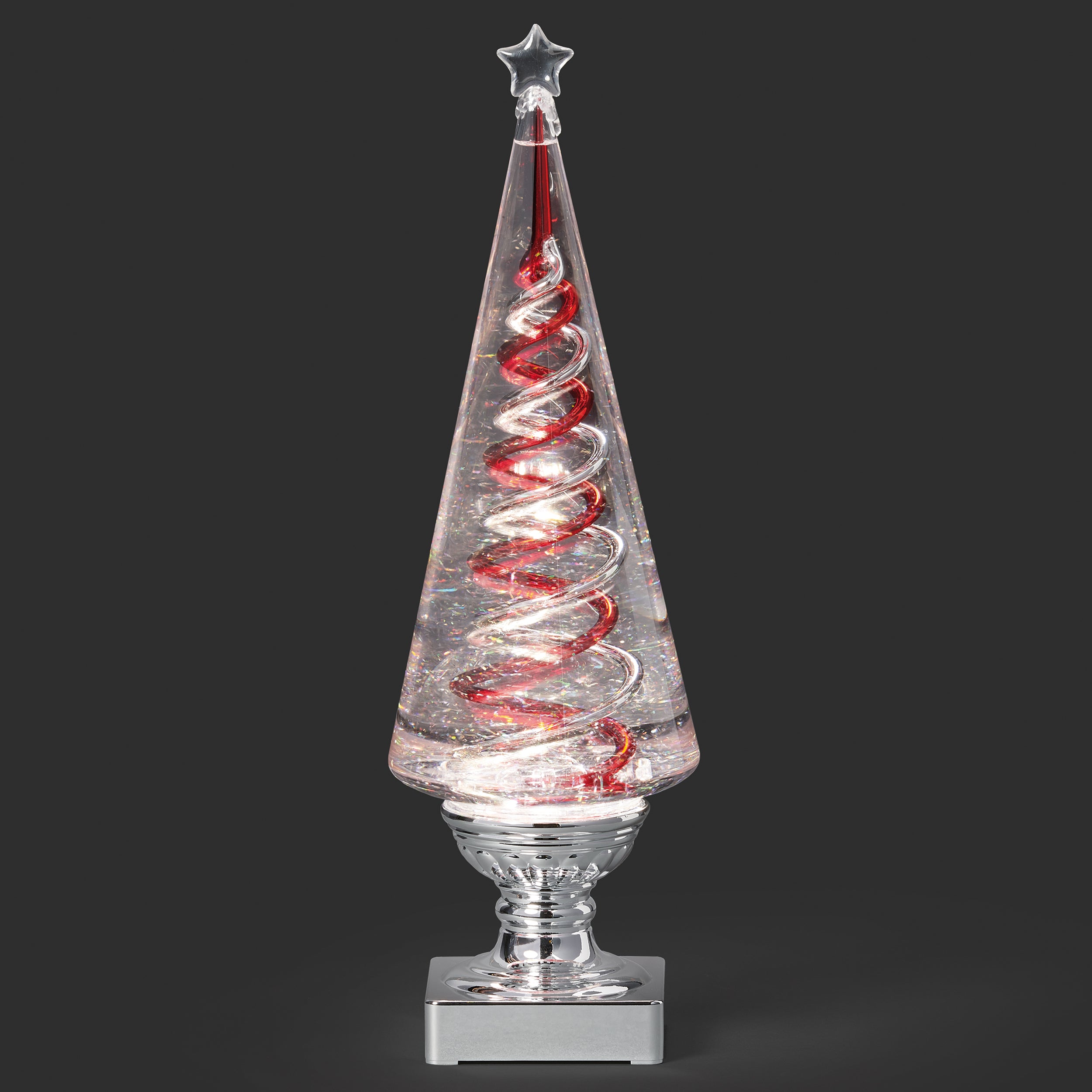 Confetti Lites Lighted Swirl Tree with Red & Silver Rotating Spirals