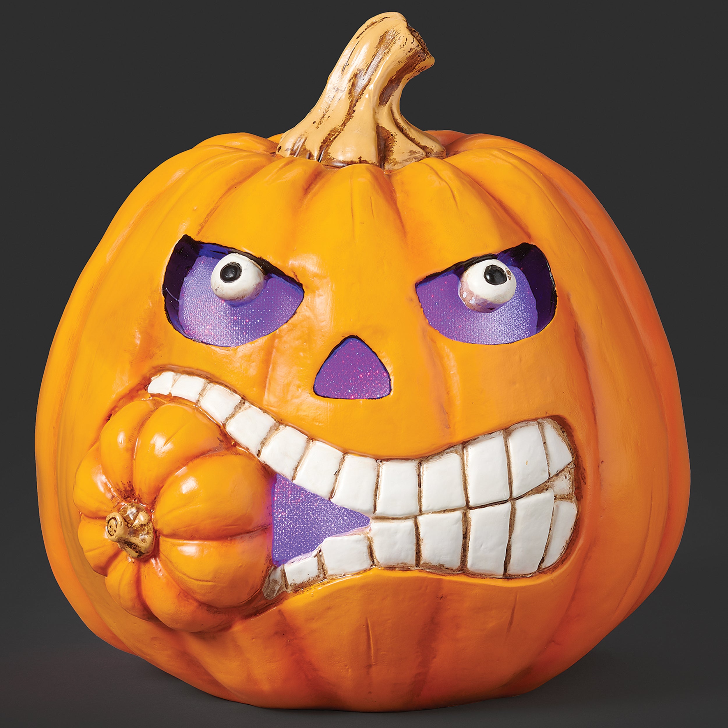 Lighted Angry Pumpkin Eating Small Pumpkin
