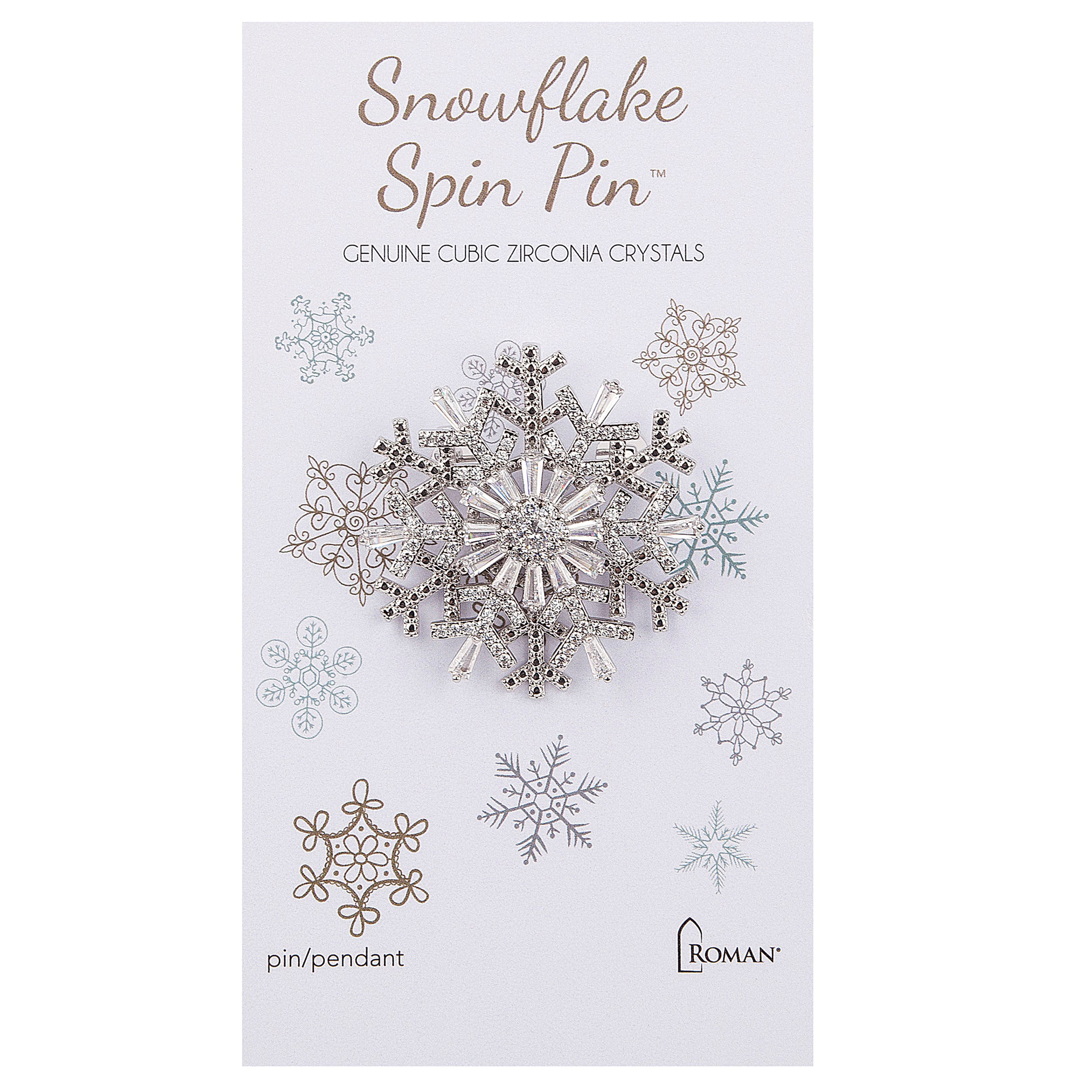 Snowflake Spinning Pin with Clear Gems