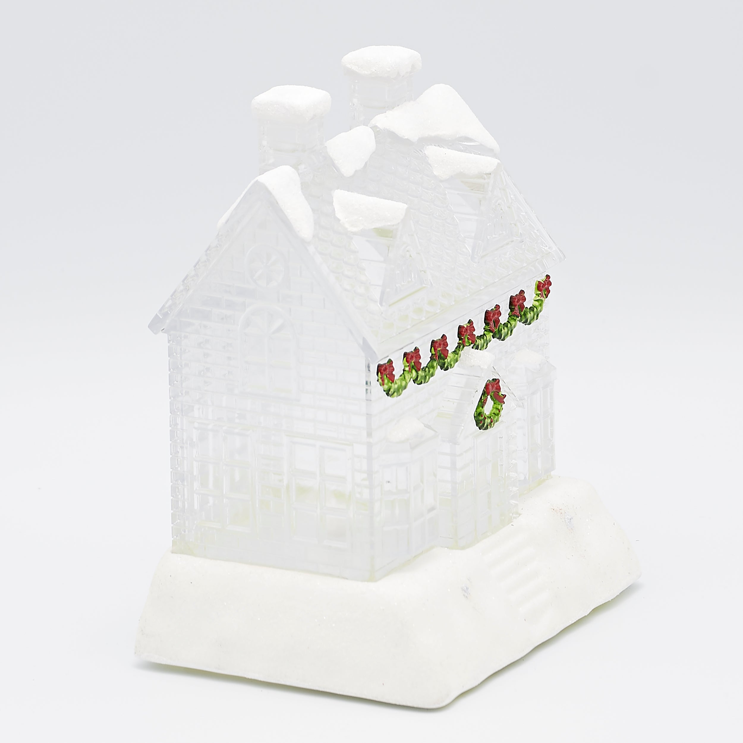 Confetti Lites Lighted Swirl Clear House with Wreath & Christmas Garland