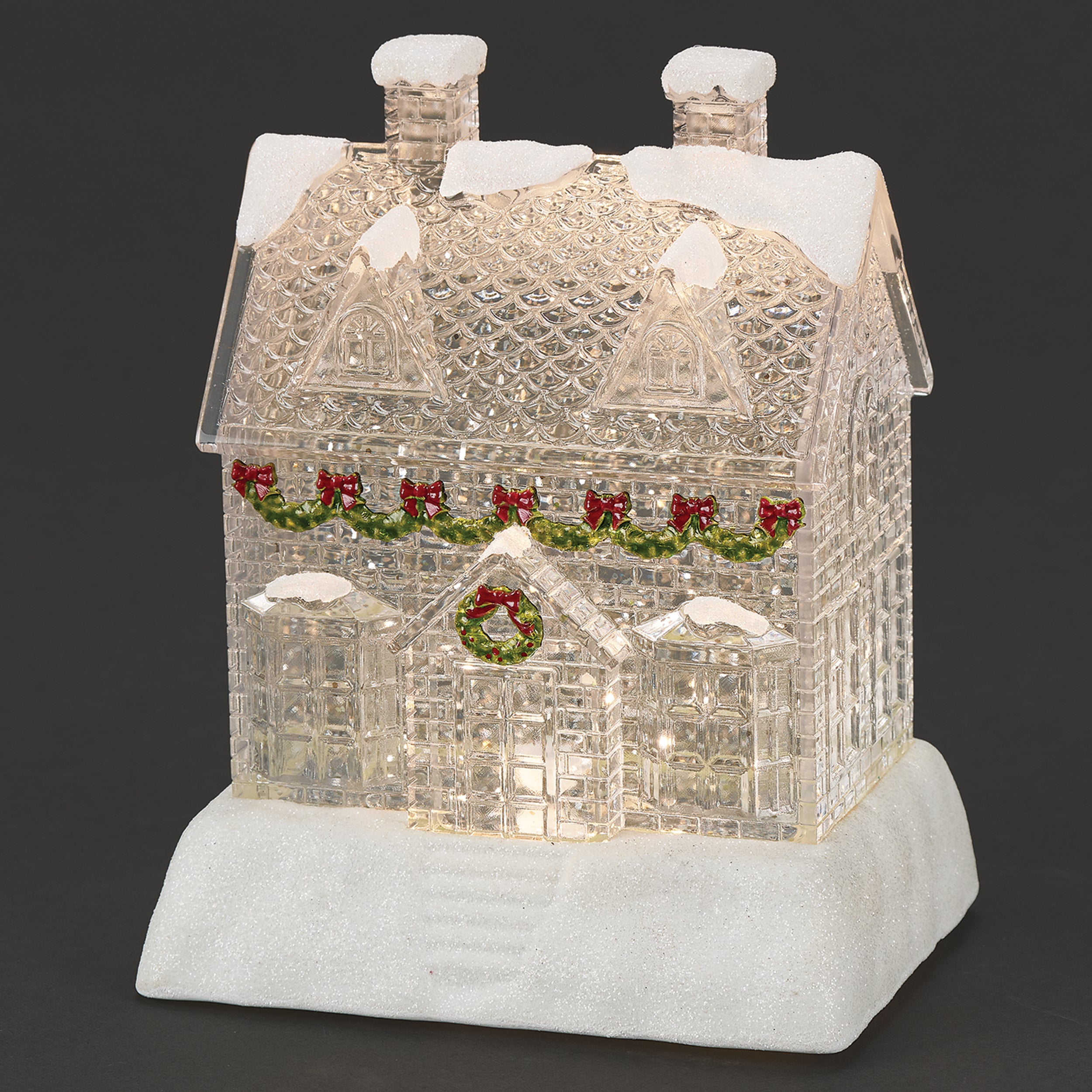 Confetti Lites Lighted Swirl Clear House with Wreath & Christmas Garland