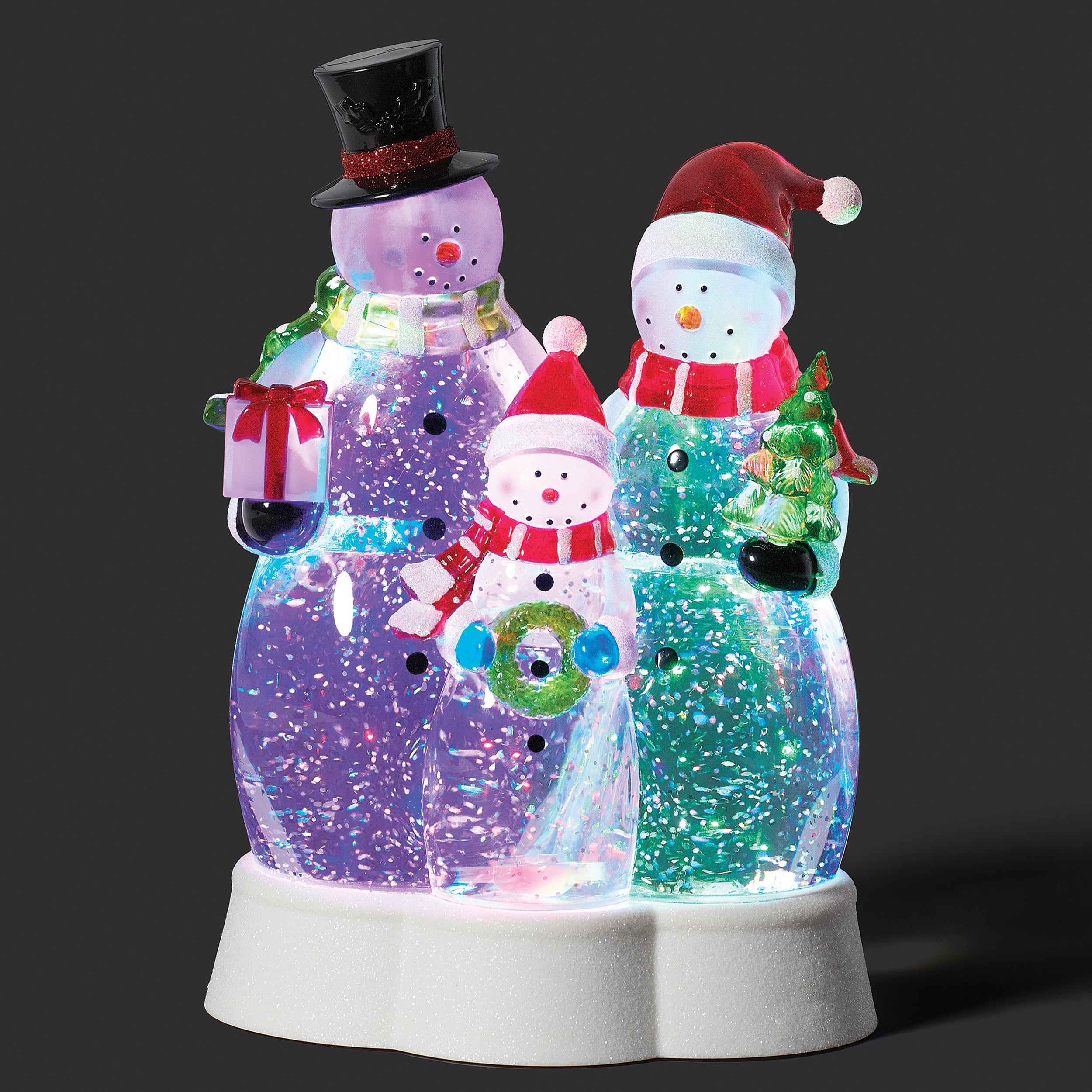 Confetti Lites Multi Colored Lighted Swirl Snowmen Family