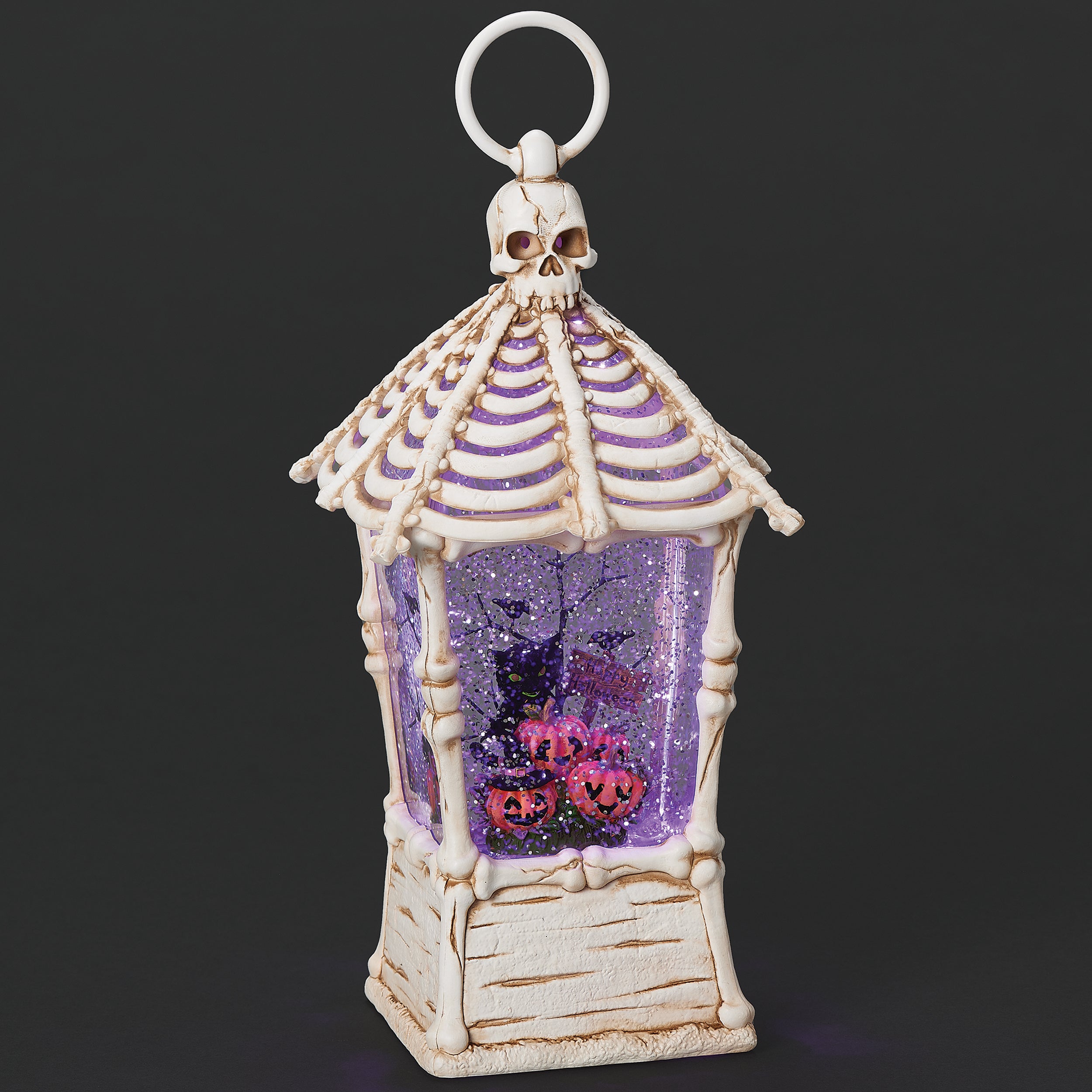 Glitterdome Lighted Swirl Skeleton Bones Lantern