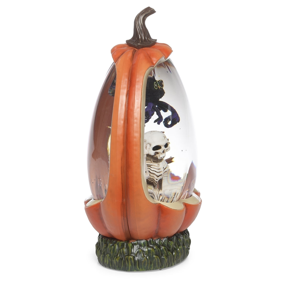 Lighted Swirl Pumpkin Shape with Halloween Scene