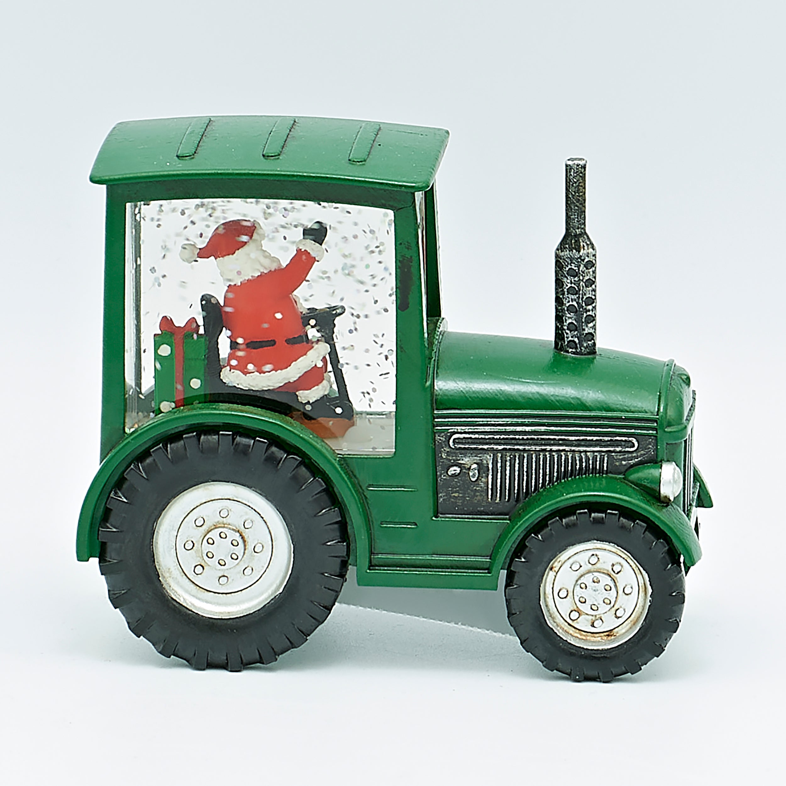 Lighted Green Tractor with Santa – Shimmering Merry Lites