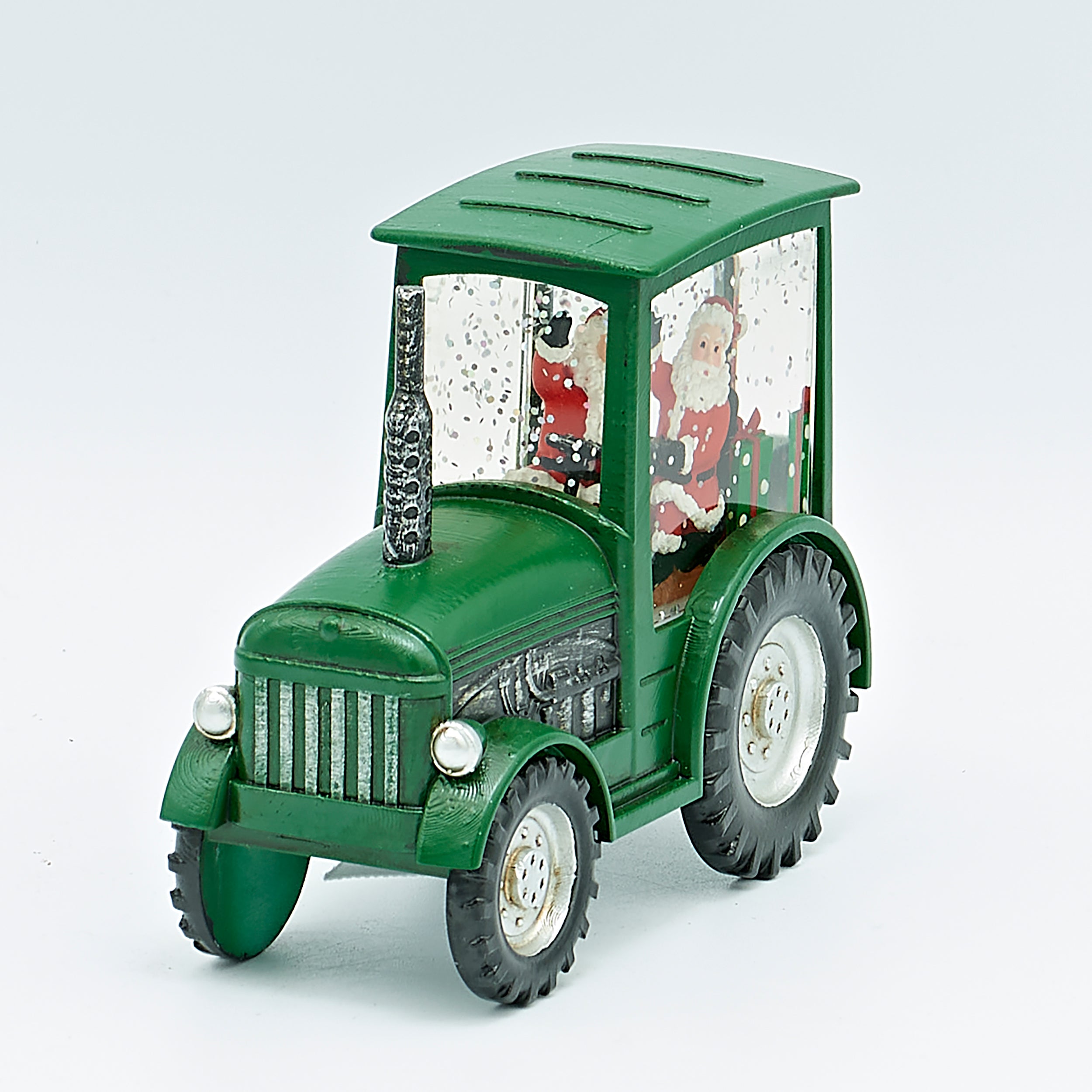 Lighted Green Tractor with Santa – Shimmering Merry Lites