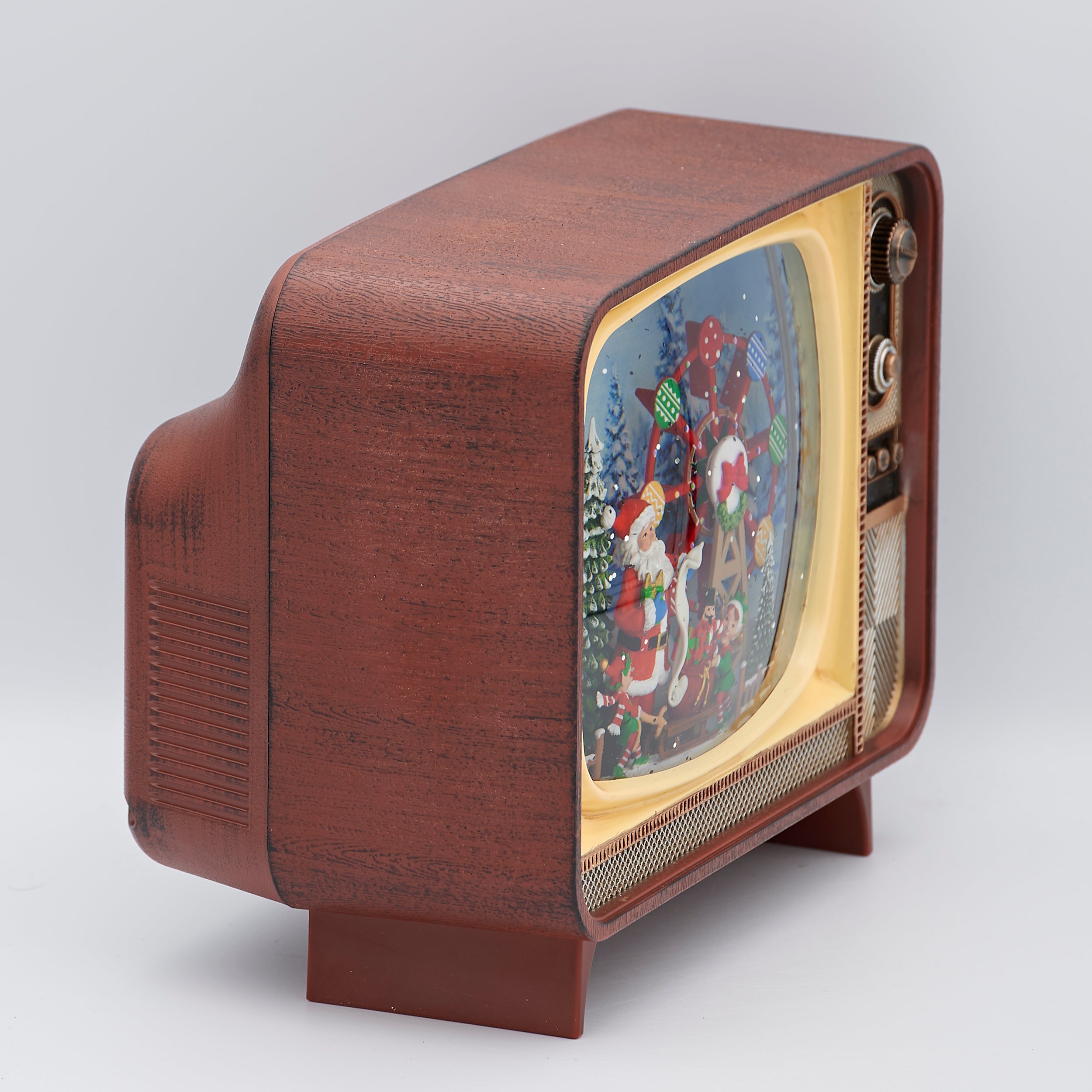 Confetti Lites Lighted Musical Swirl Vintage TV with Santa & Ferris Wheel