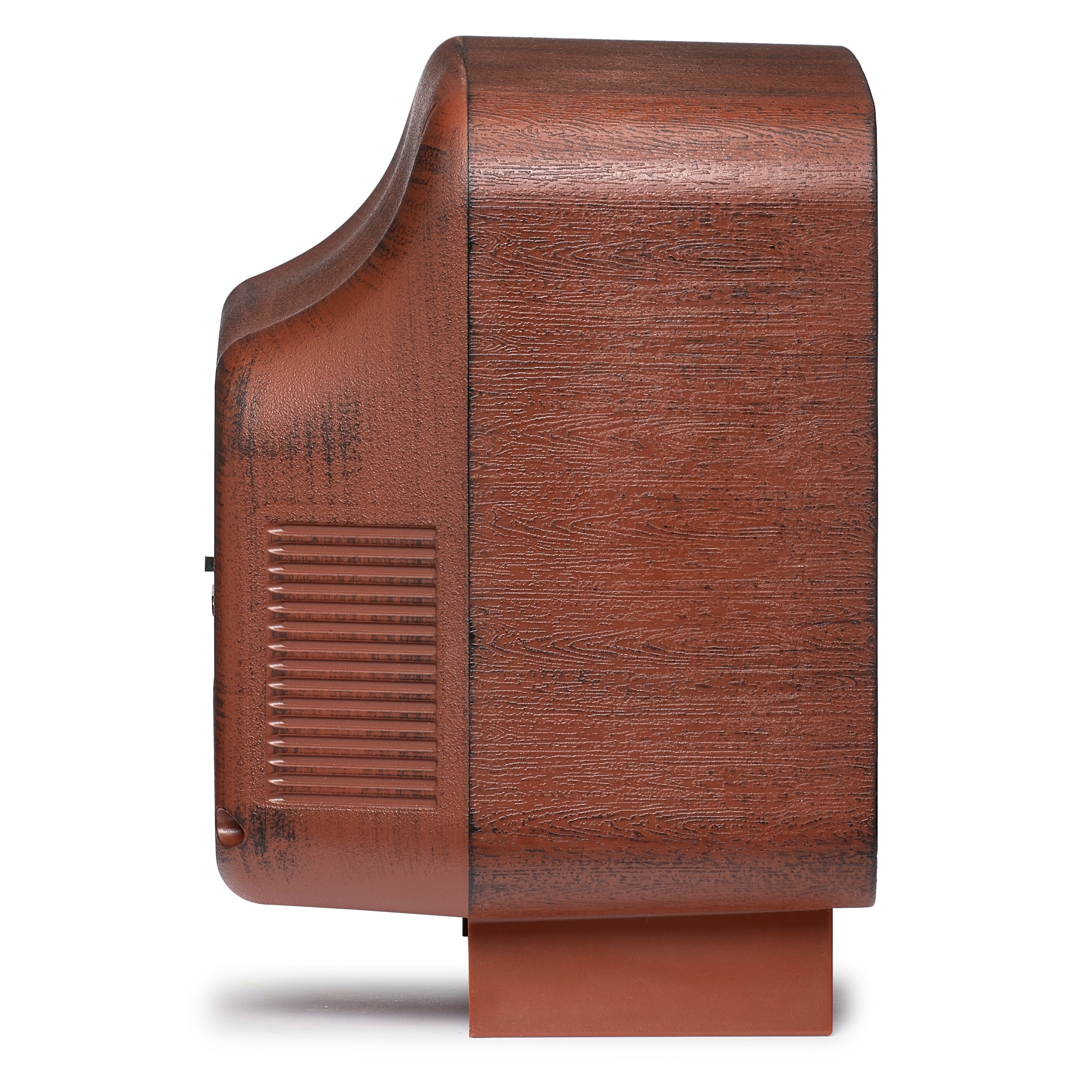 side view of vintage tv on white background