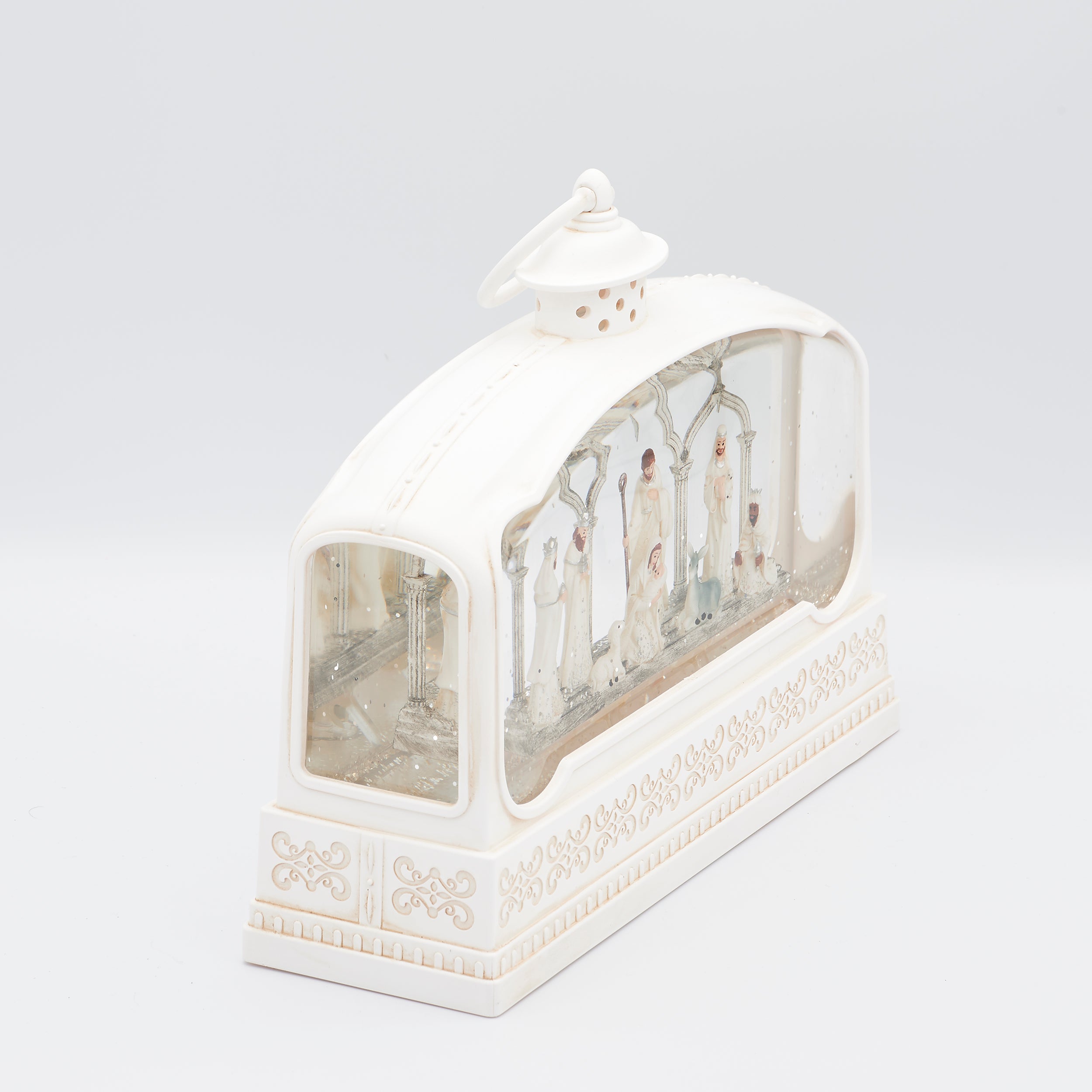 Confetti Lites Lighted Swirl All White Nativity Lantern