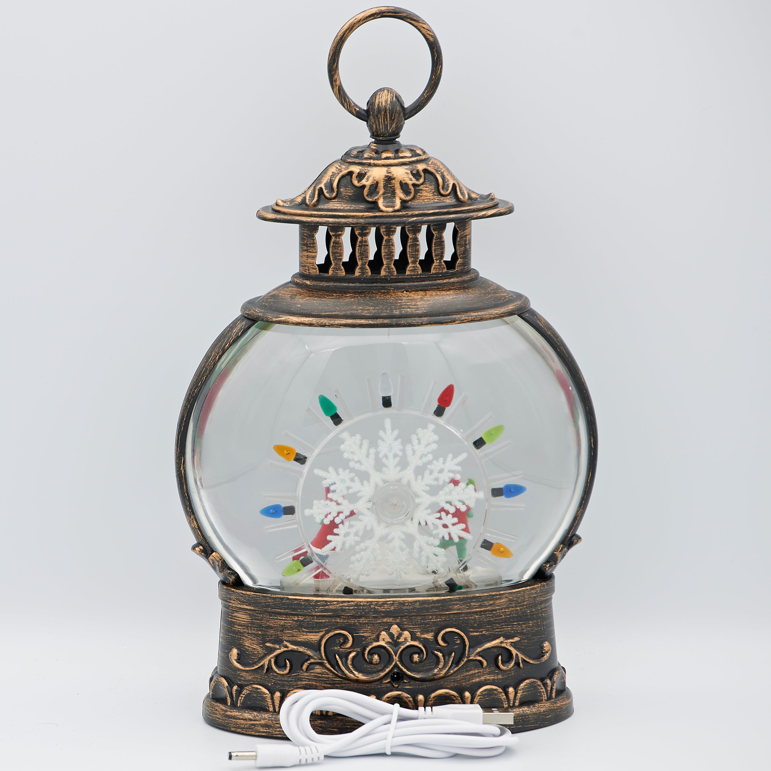 Confetti Lites Lighted Swirl Ferris Wheel with Children Snowball Scene