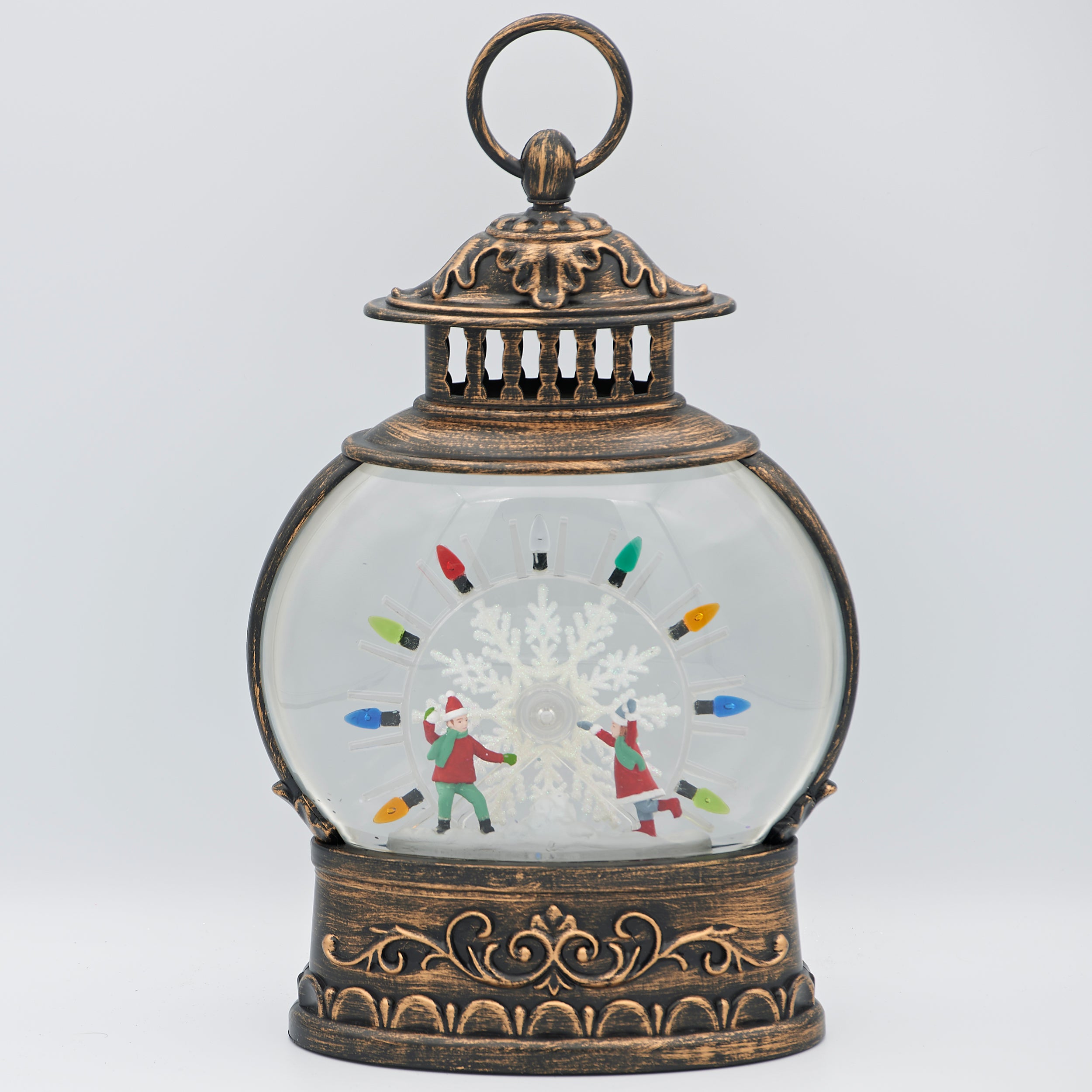 Confetti Lites Lighted Swirl Ferris Wheel with Children Snowball Scene