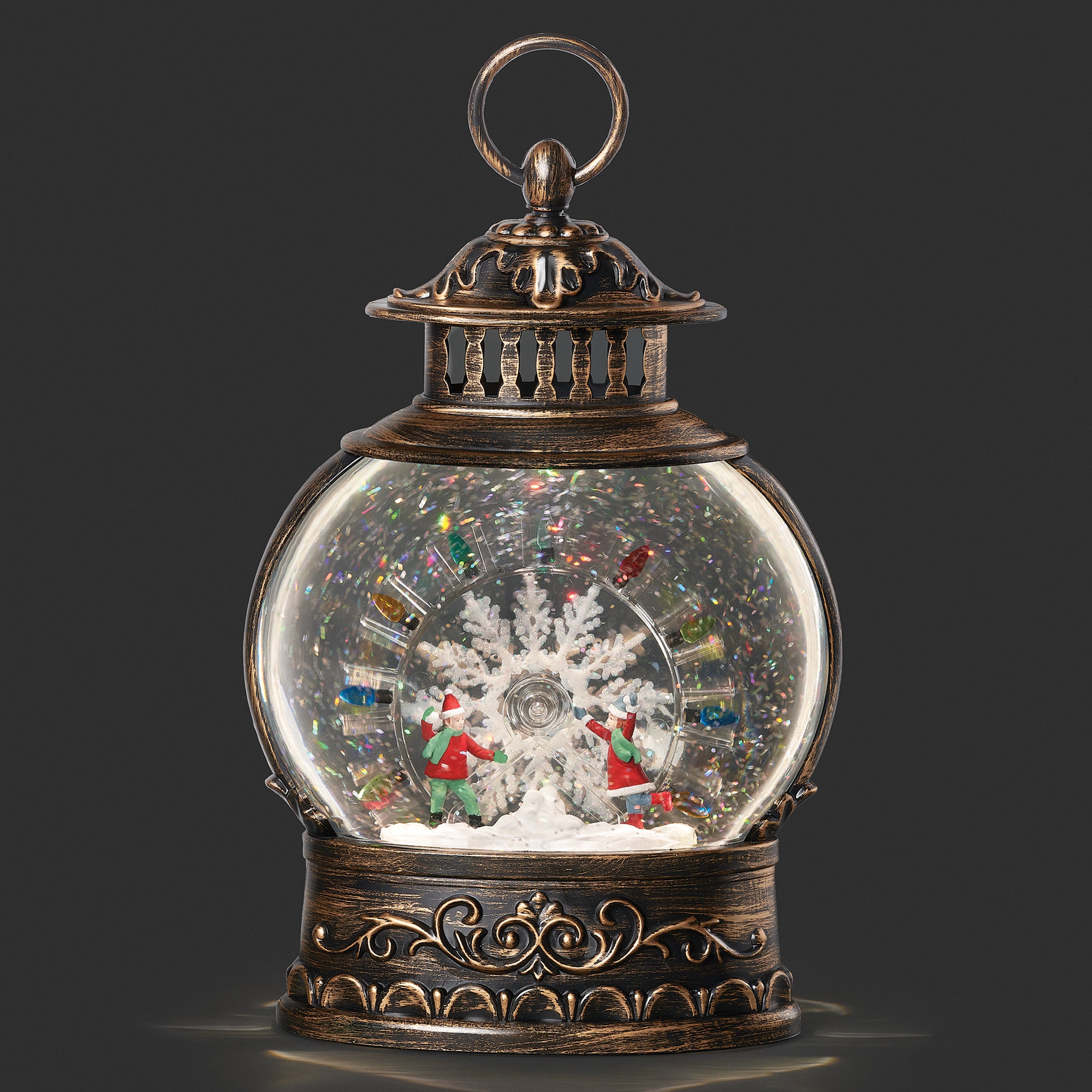 Confetti Lites Lighted Swirl Ferris Wheel with Children Snowball Scene