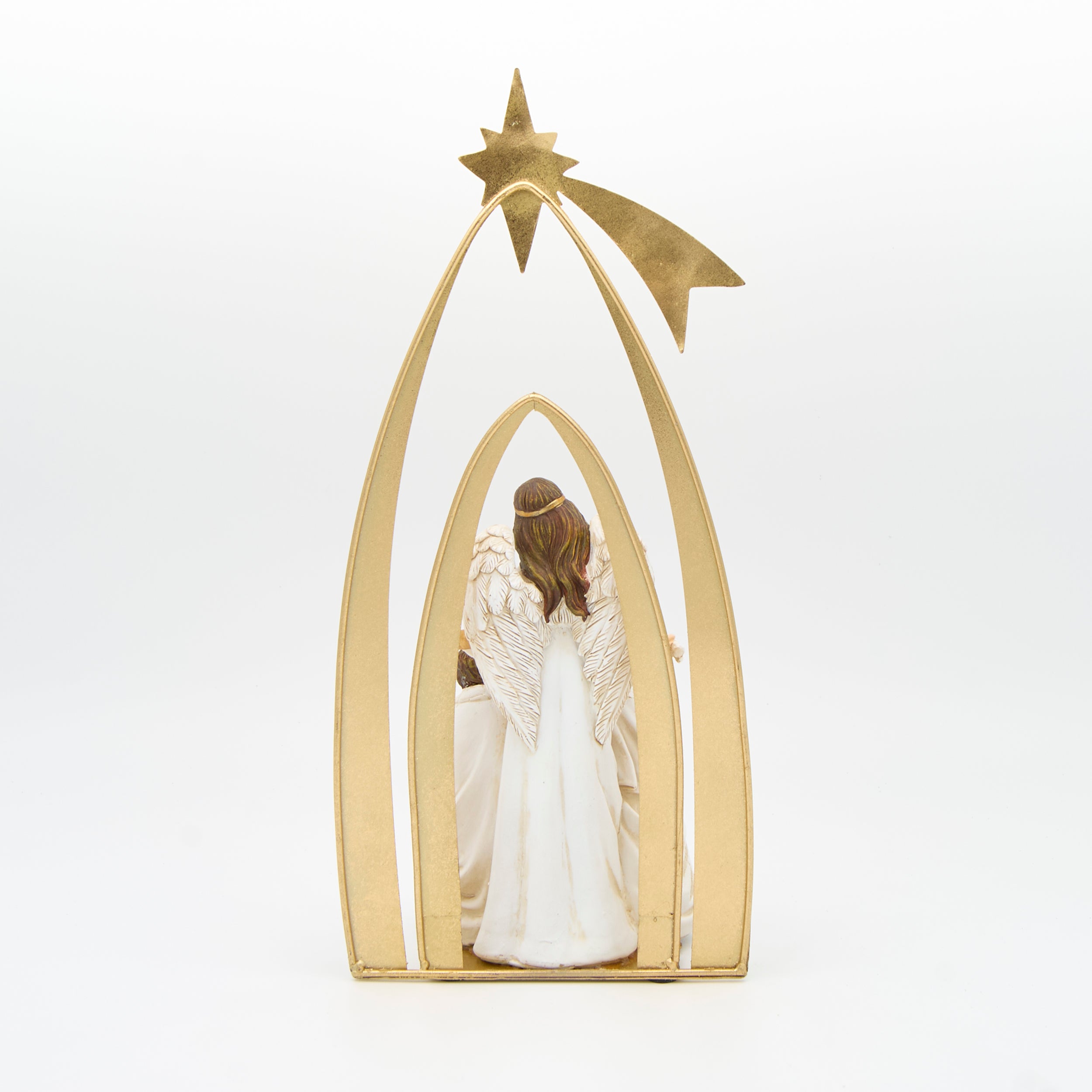 Holy Family & Angel Figure with Star Arch Frame
