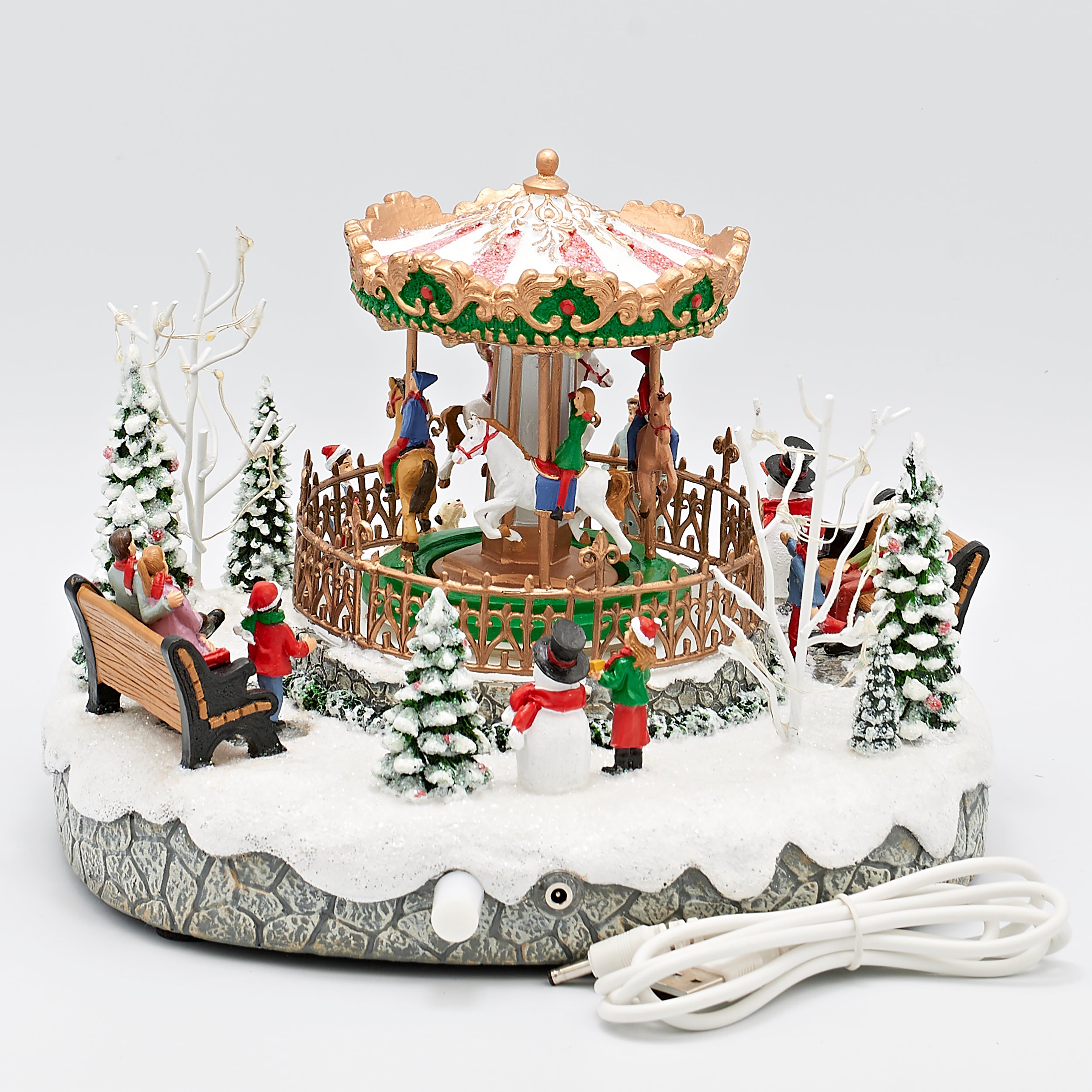 Amusements Festive Winter Carousel Scene Lighted Musical