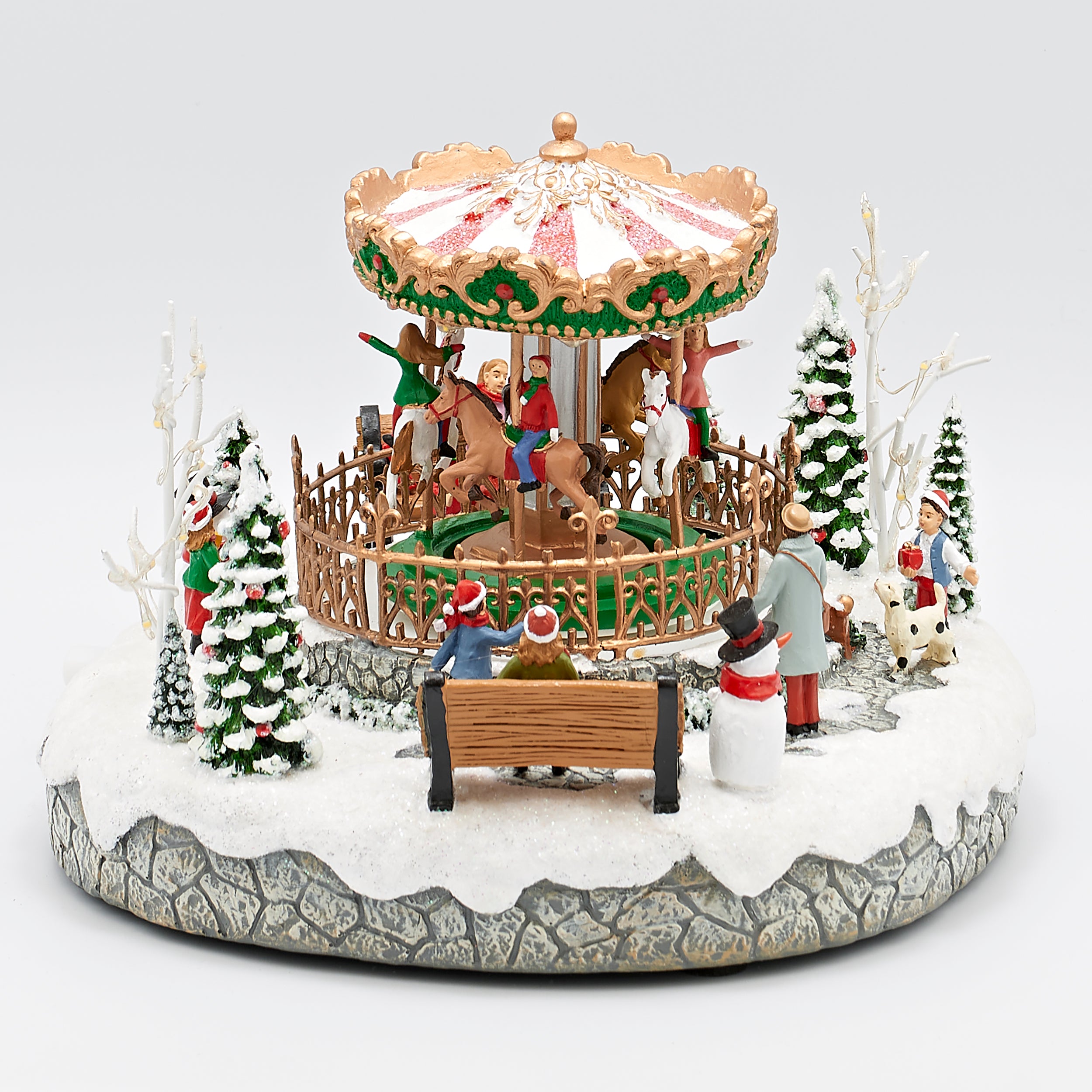 Amusements Festive Winter Carousel Scene Lighted Musical