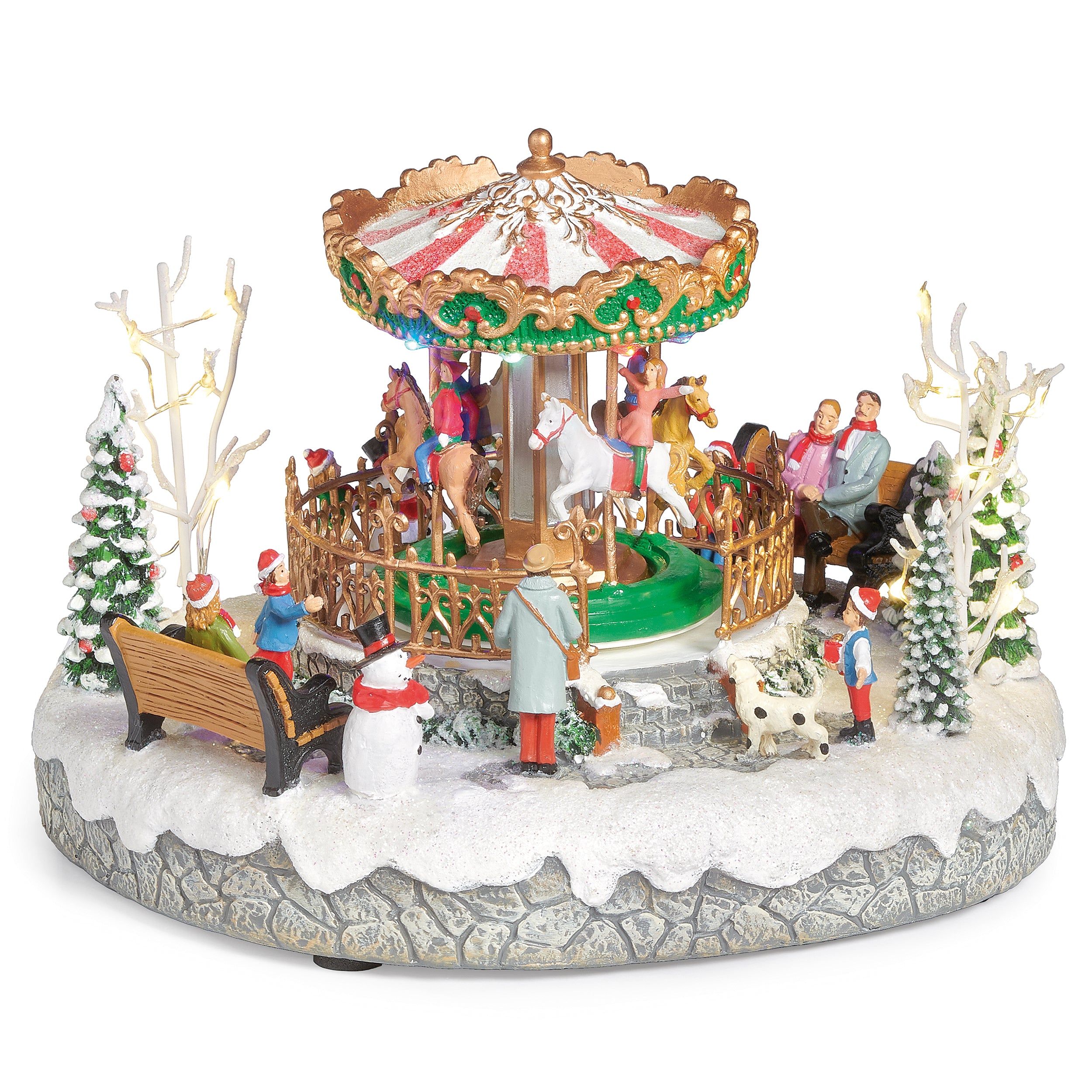 Amusements Festive Winter Carousel Scene Lighted Musical