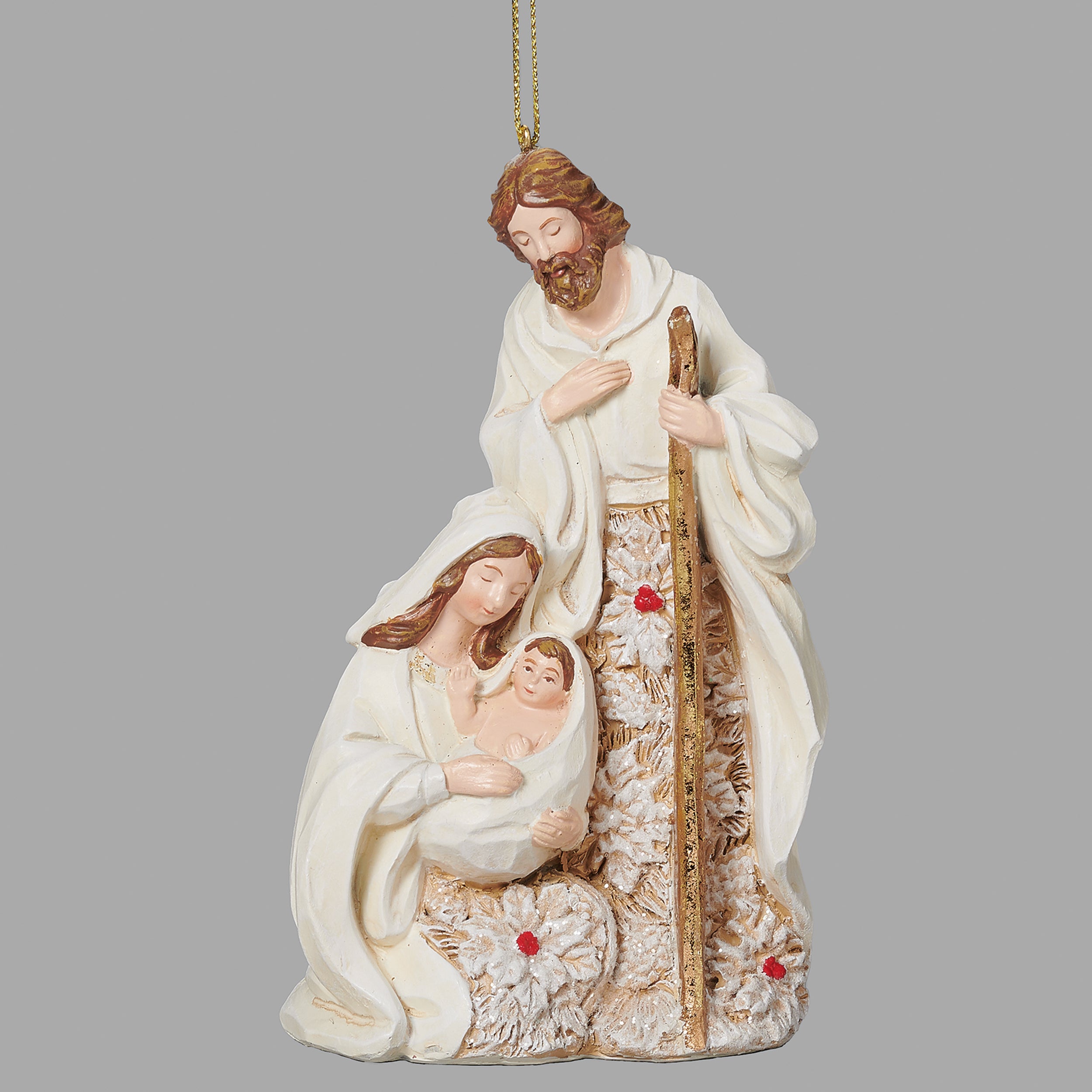 Holy Family Poinsettia Christmas Ornament
