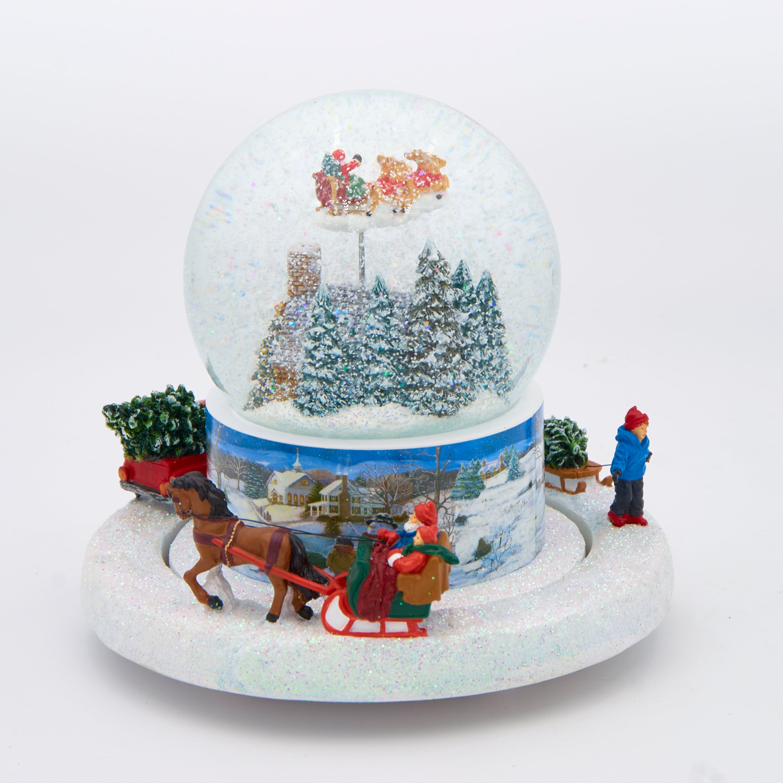 Glitterdome Musical Log Cabin on Rotating Base – "We Wish You a Merry Christmas" Tune