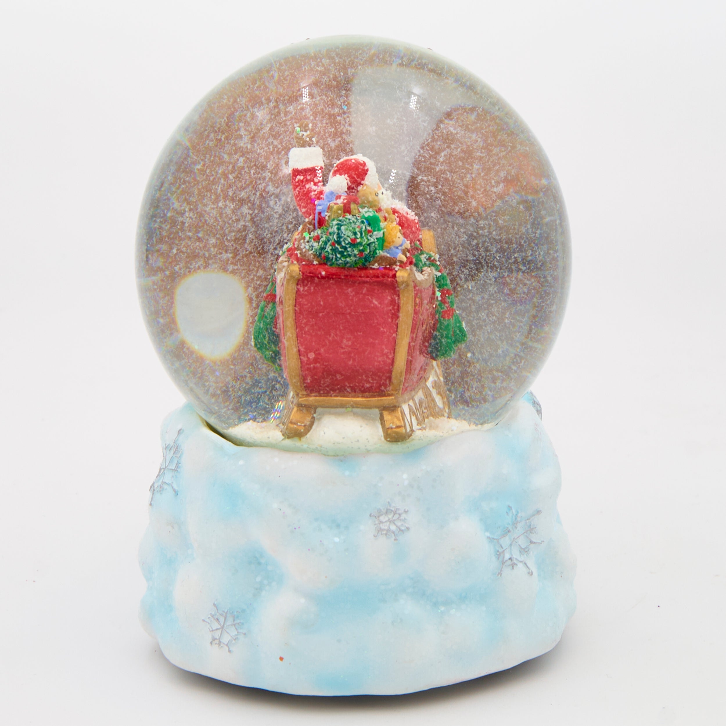 Glitterdome Musical Santa Sleigh on Cloud – "Here Comes Santa Claus" Tune