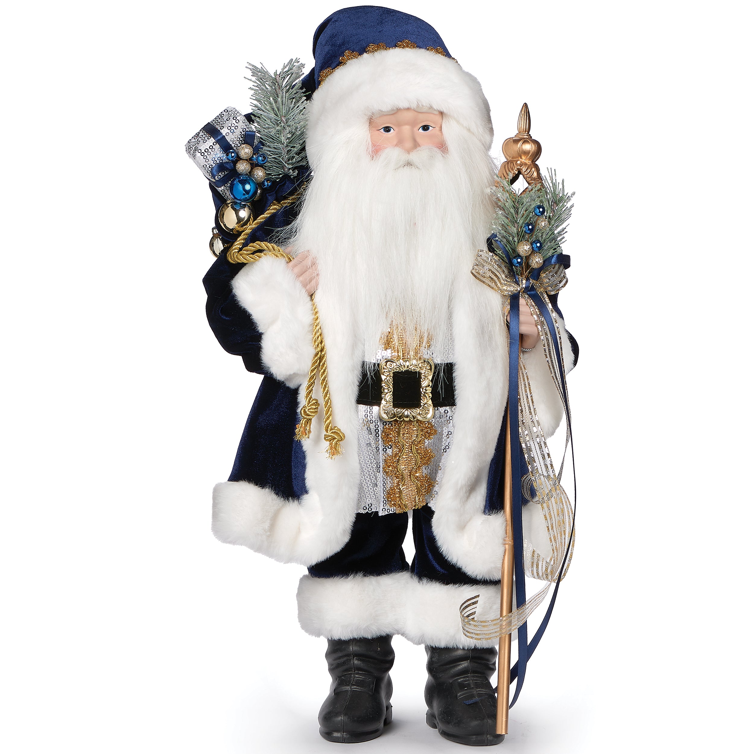 Navy, Gold & Silver Santa Figure