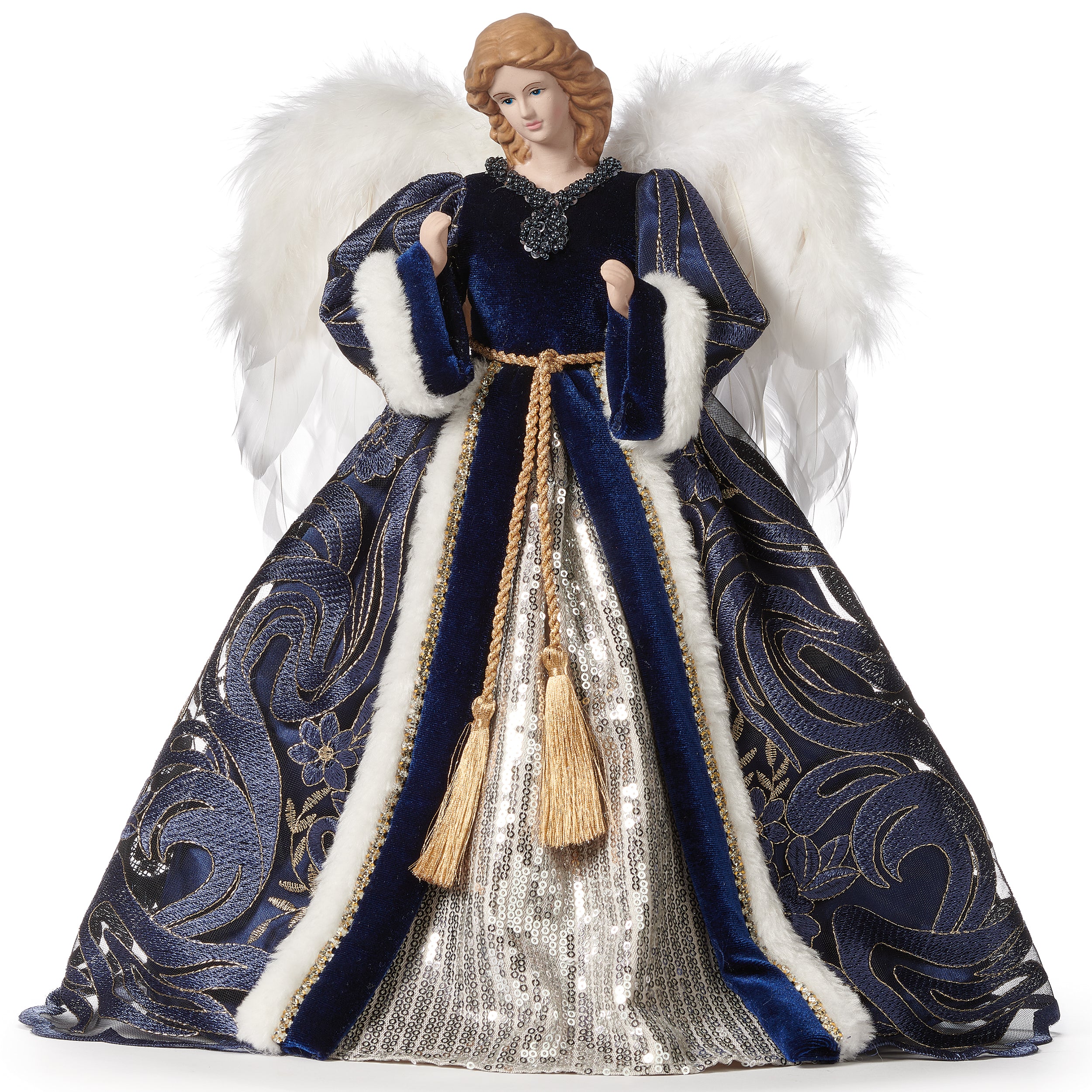 Angel with Navy & Silver Gown Treetopper