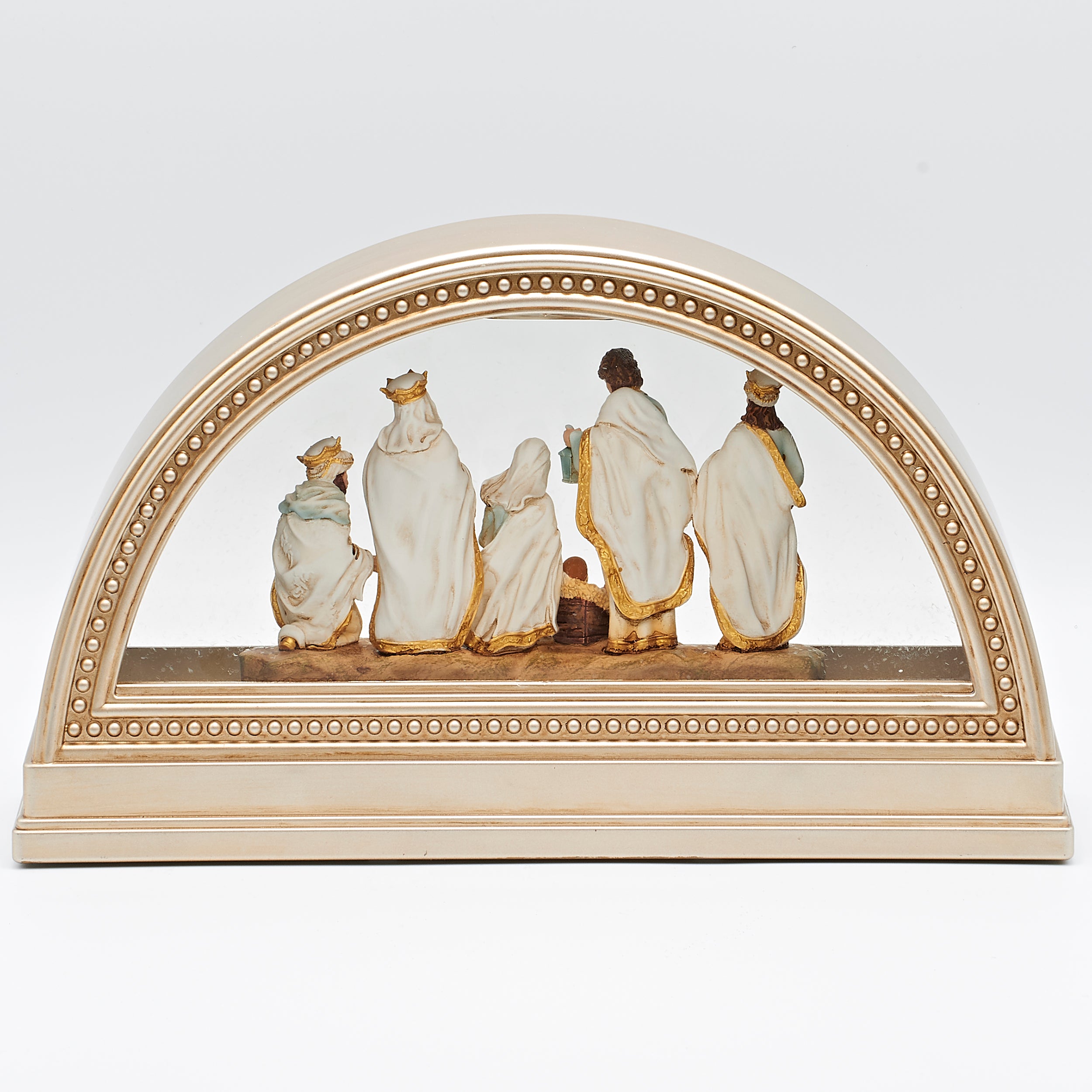 Confetti Lites Lighted Swirl Gold Arch Nativity