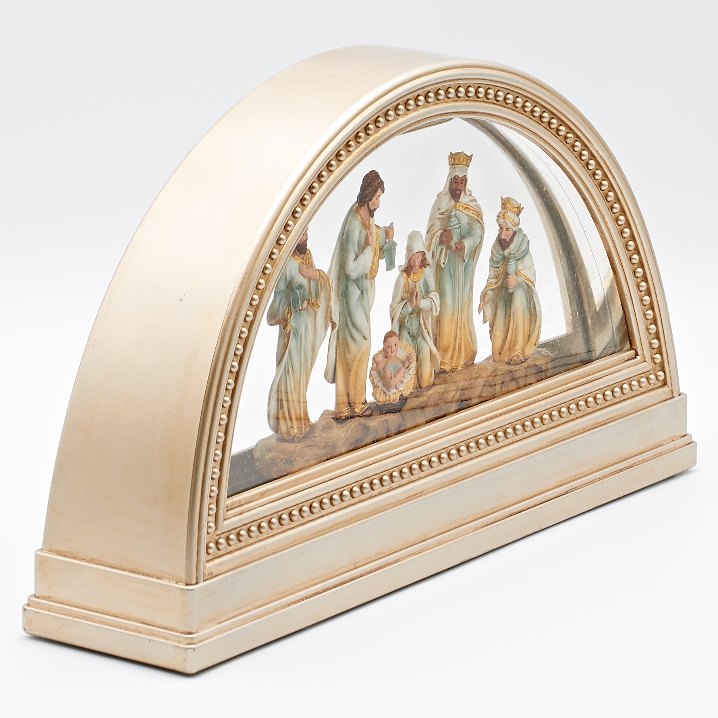 Confetti Lites Lighted Swirl Gold Arch Nativity