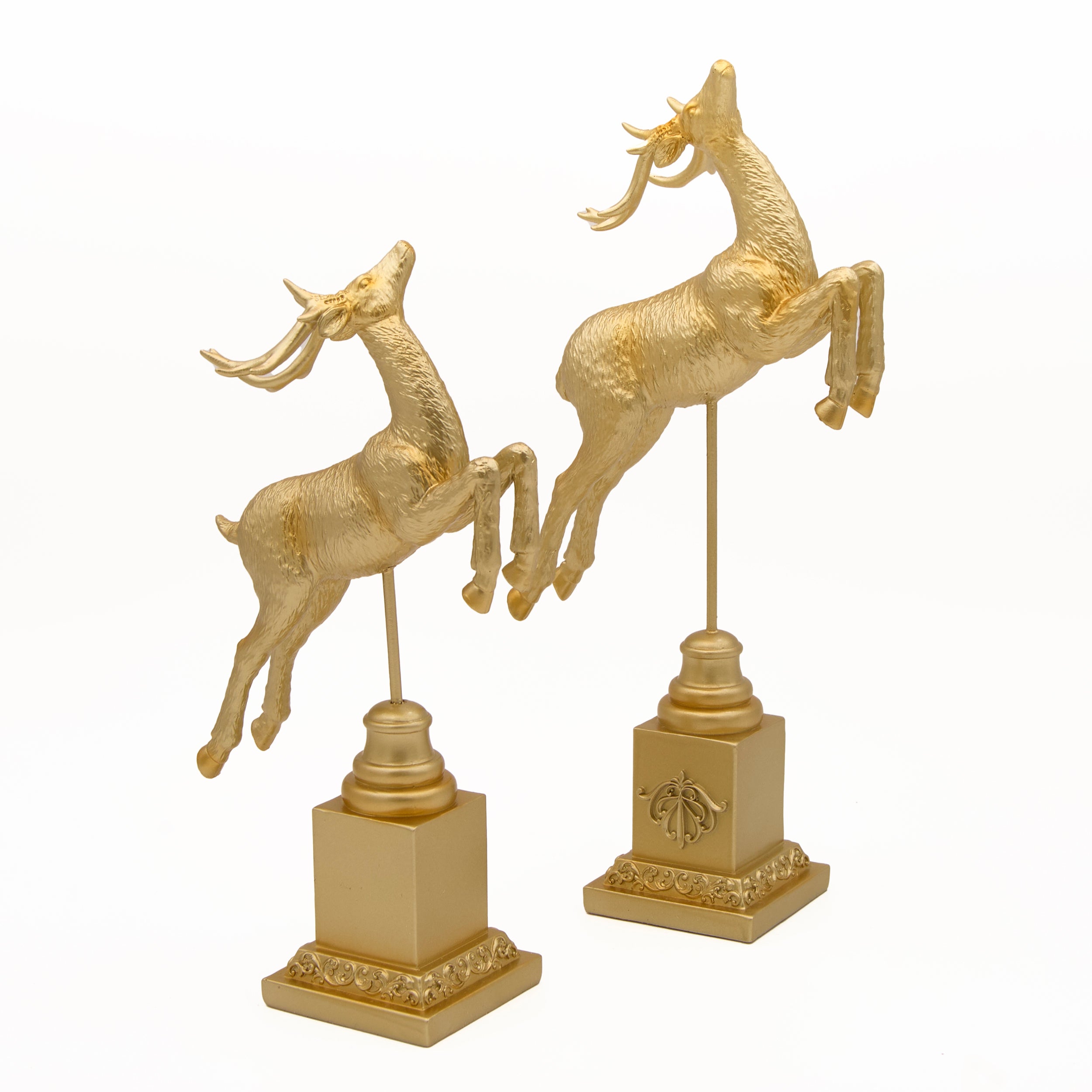 Gold Stag Deer Pedestals