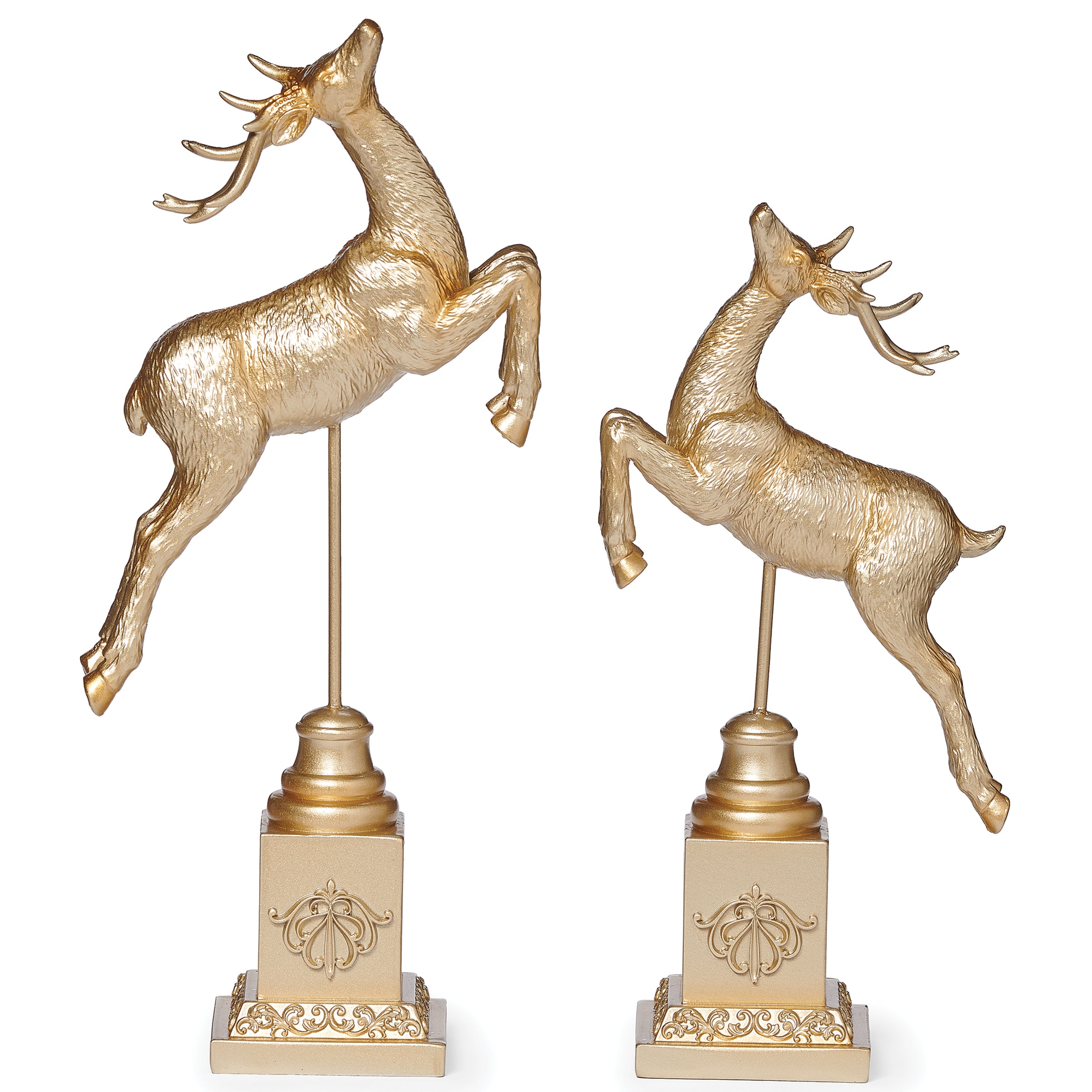 Gold Stag Deer Pedestals