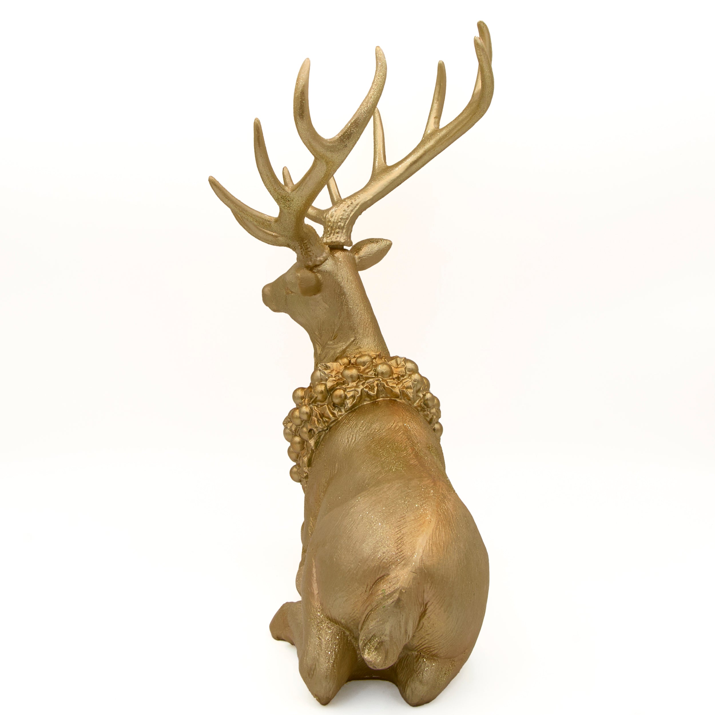 Gold Glitter Deer Laying Down with Wreath