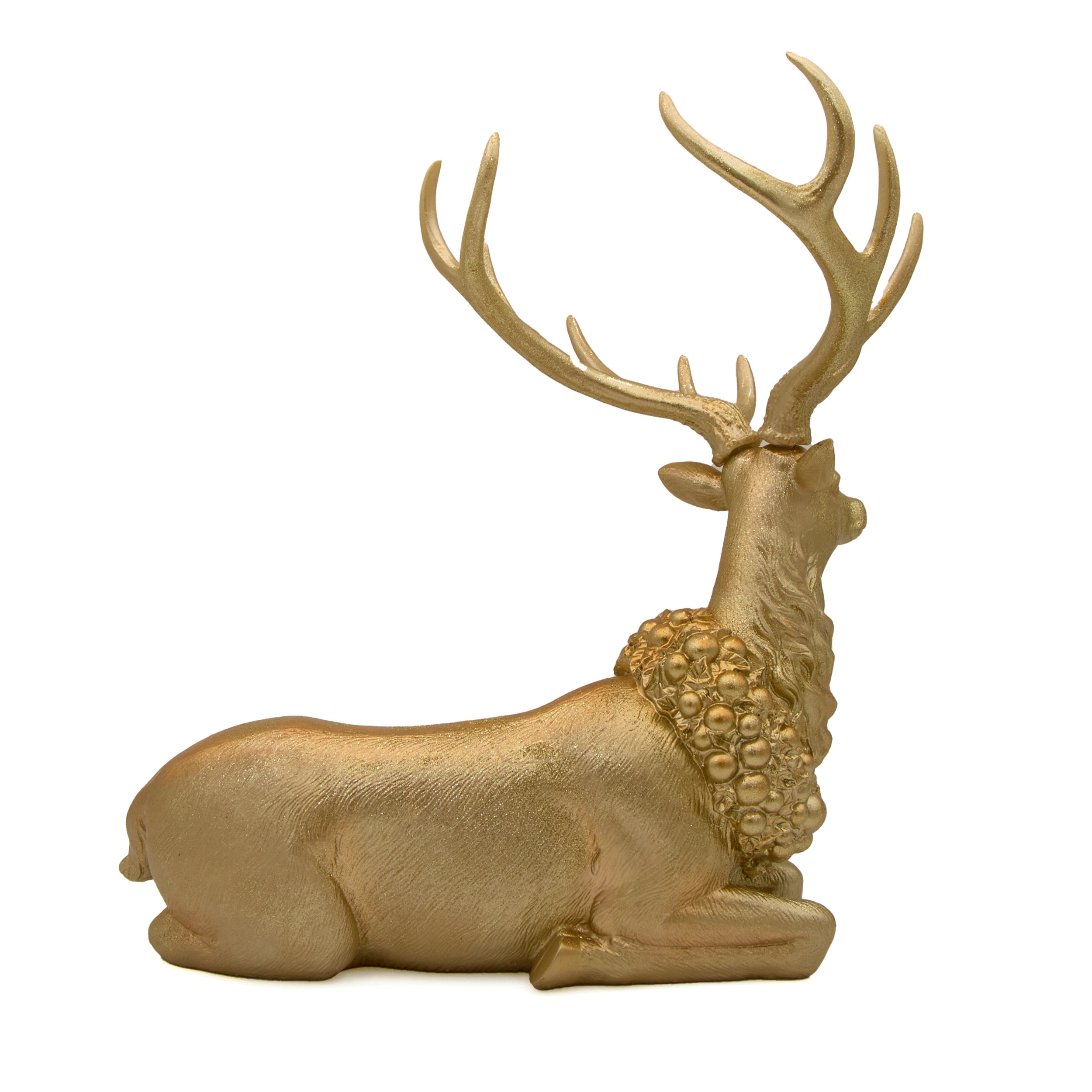 Gold Glitter Deer Laying Down with Wreath