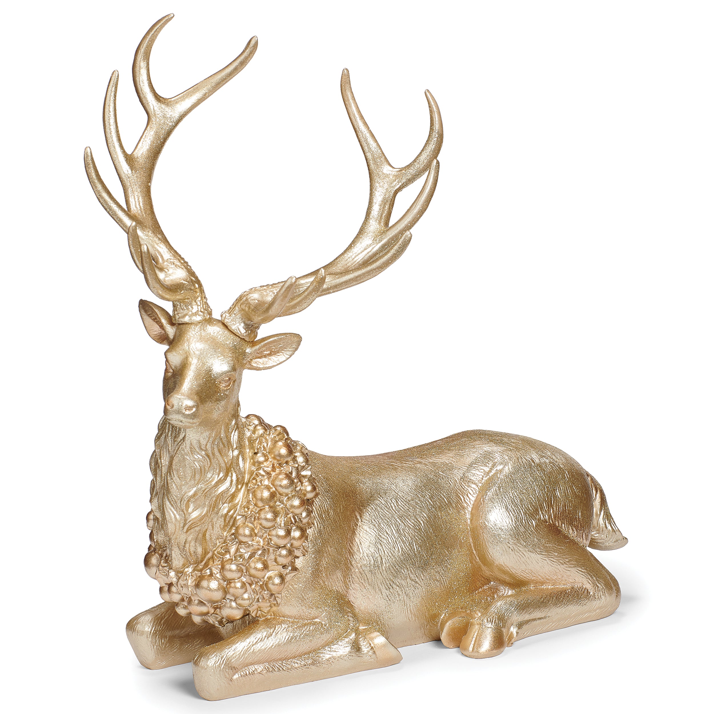 Gold Glitter Deer Laying Down with Wreath