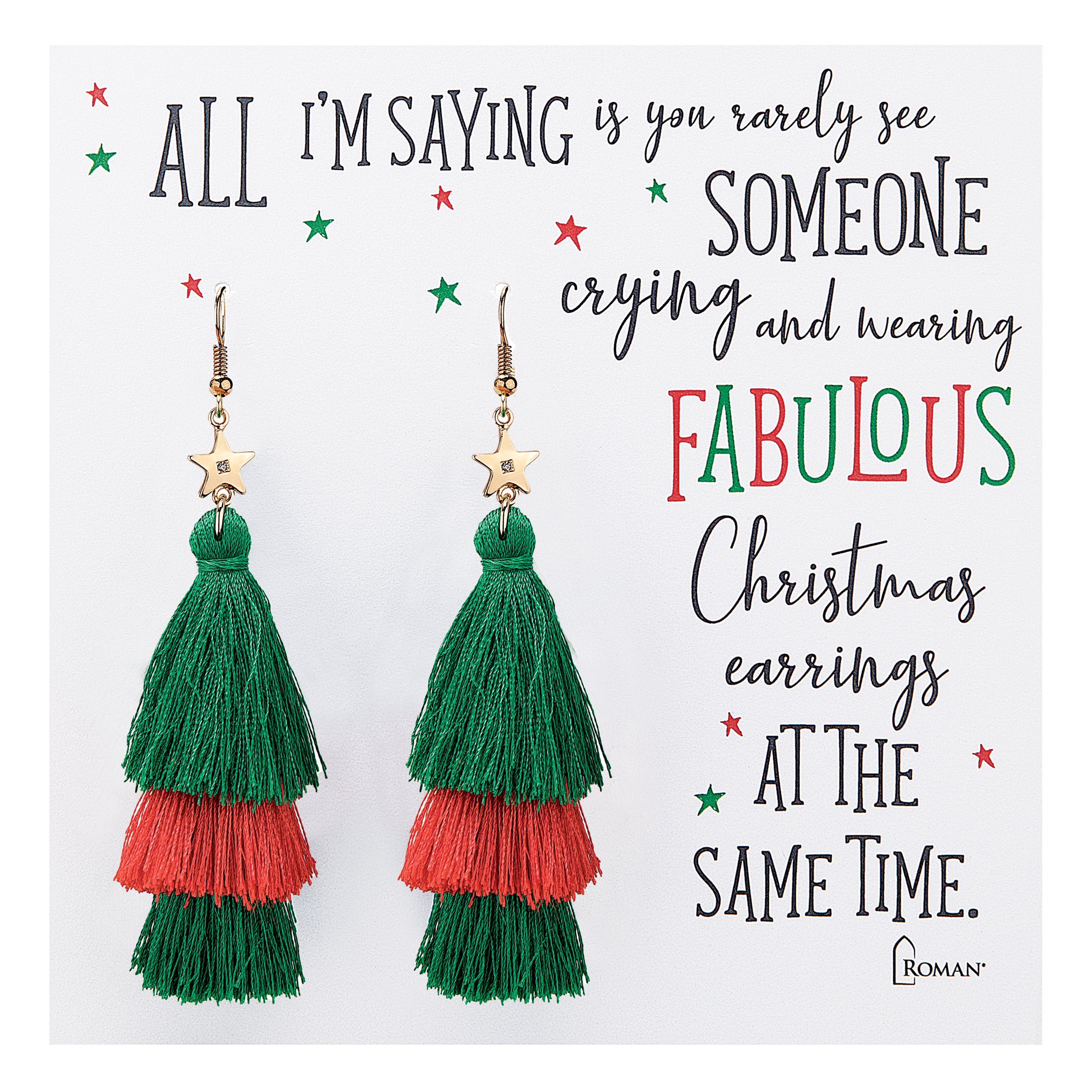 Christmas Star Tassel Dangle Earrings