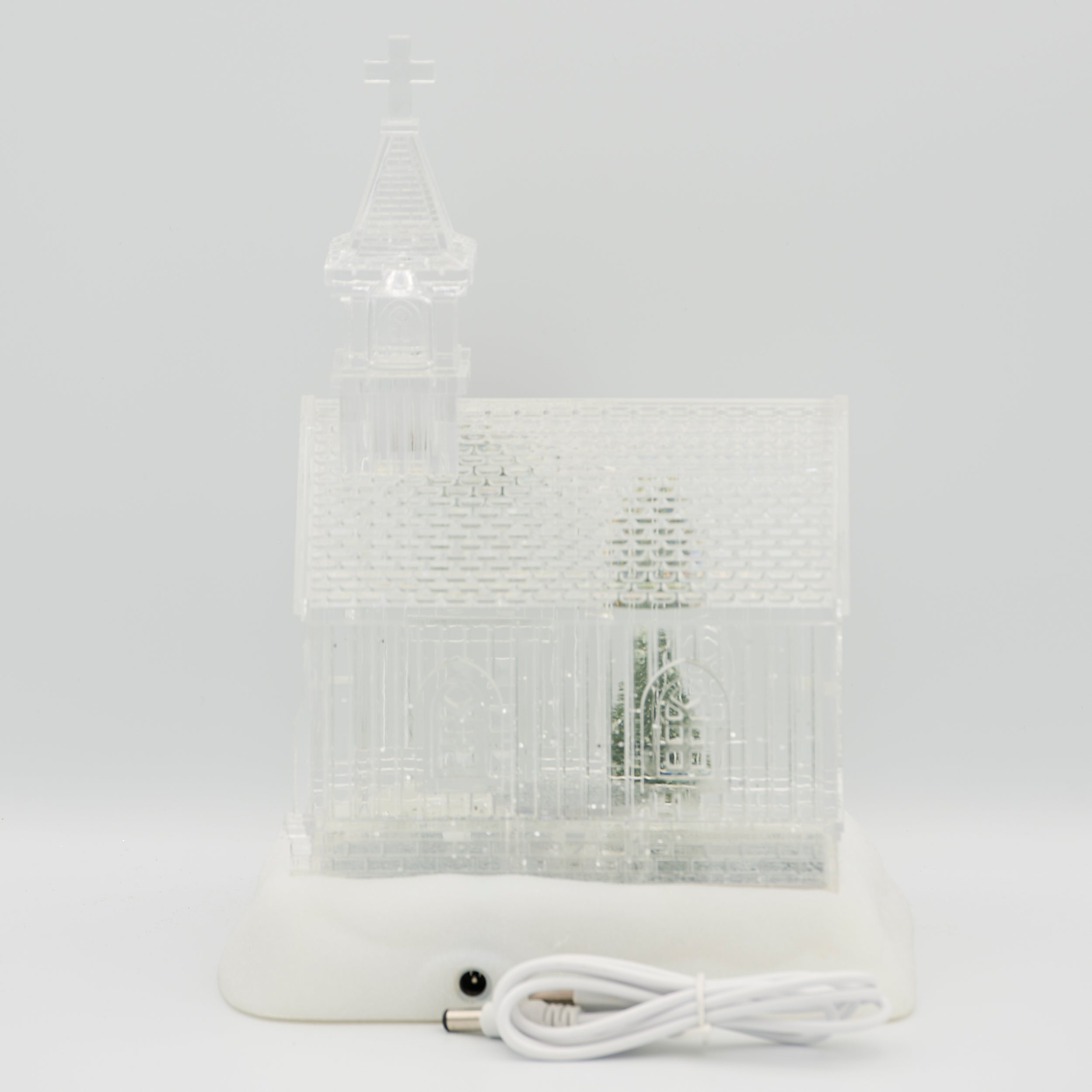 Confetti Lites Lighted Swirl Clear Church with Wreath