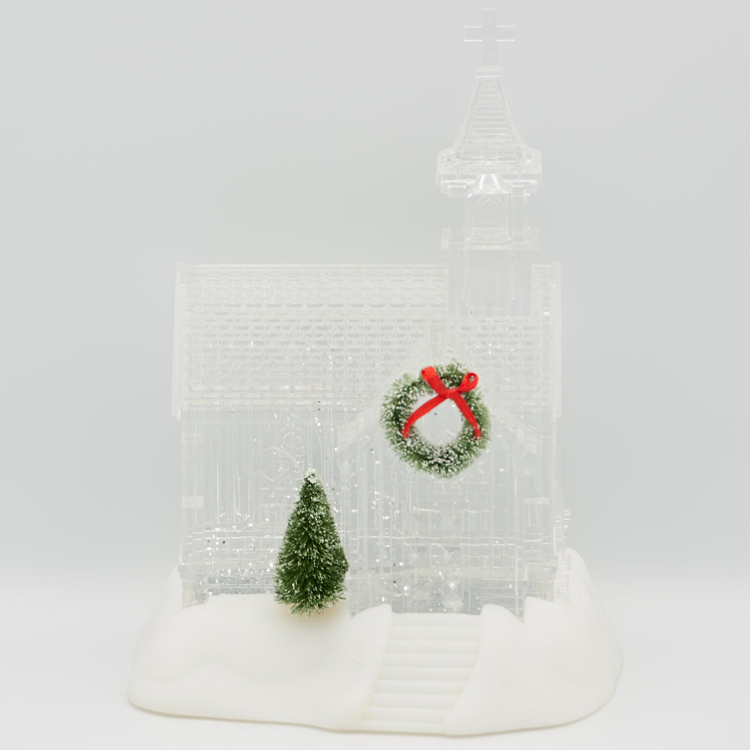 Confetti Lites Lighted Swirl Clear Church with Wreath