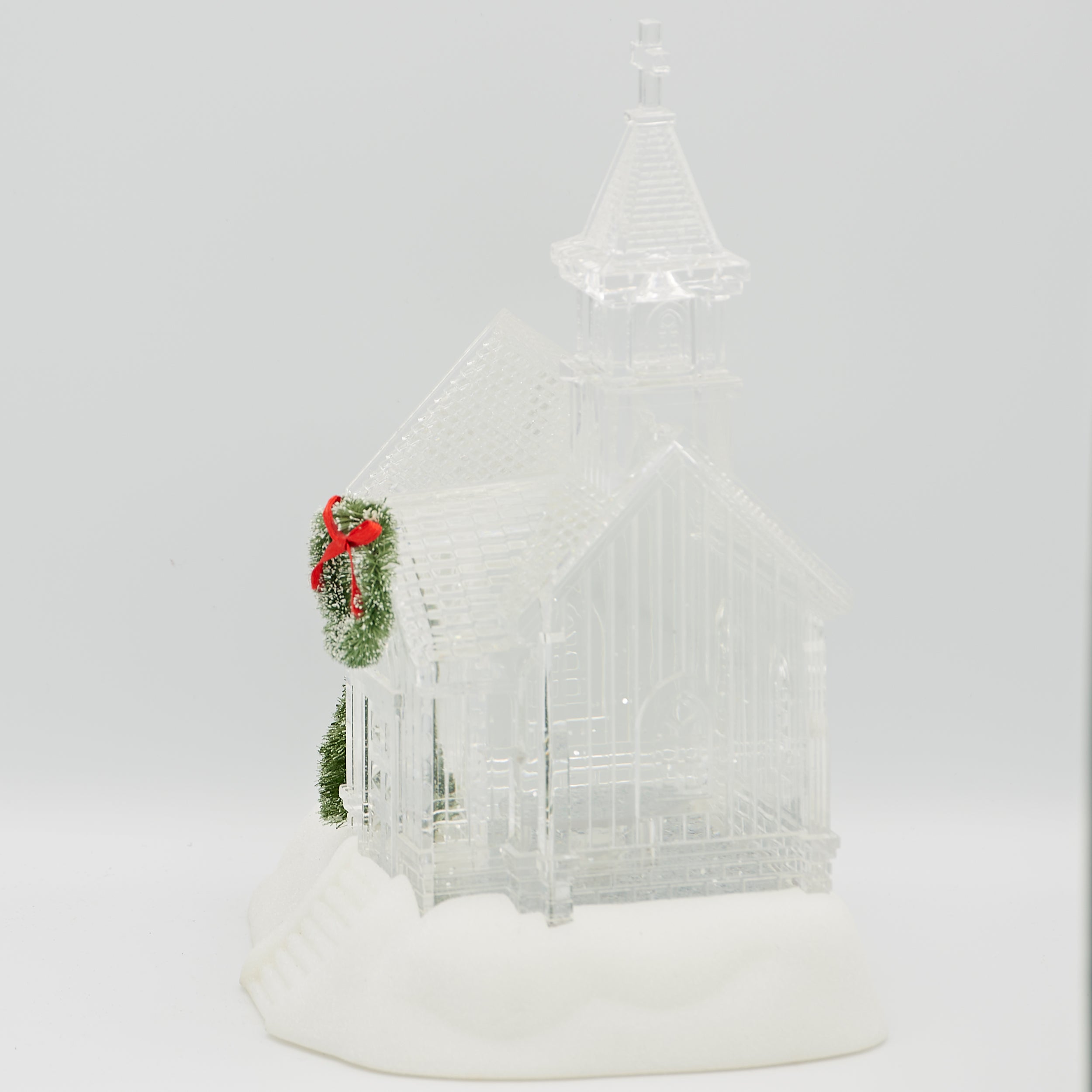 Confetti Lites Lighted Swirl Clear Church with Wreath