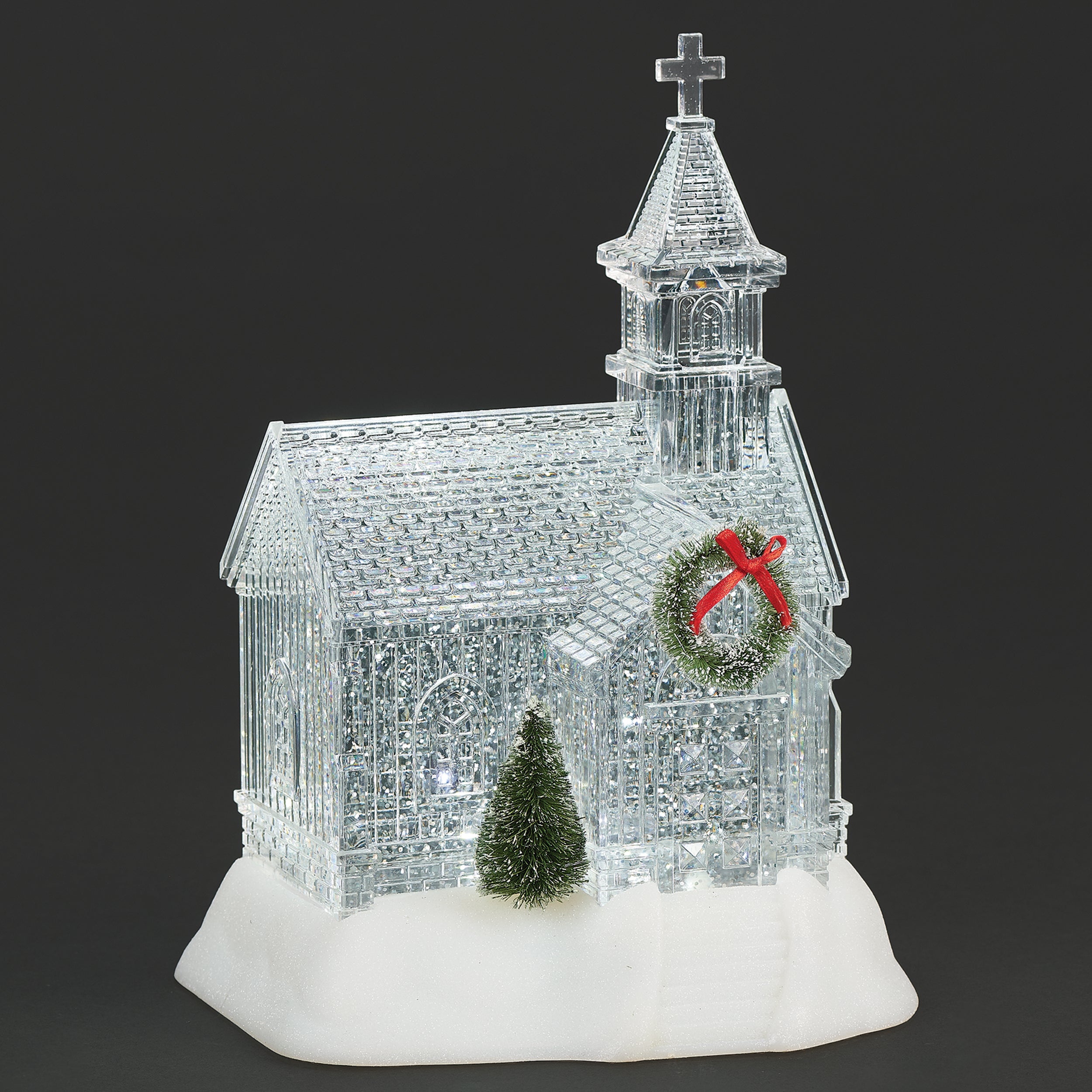 Confetti Lites Lighted Swirl Clear Church with Wreath