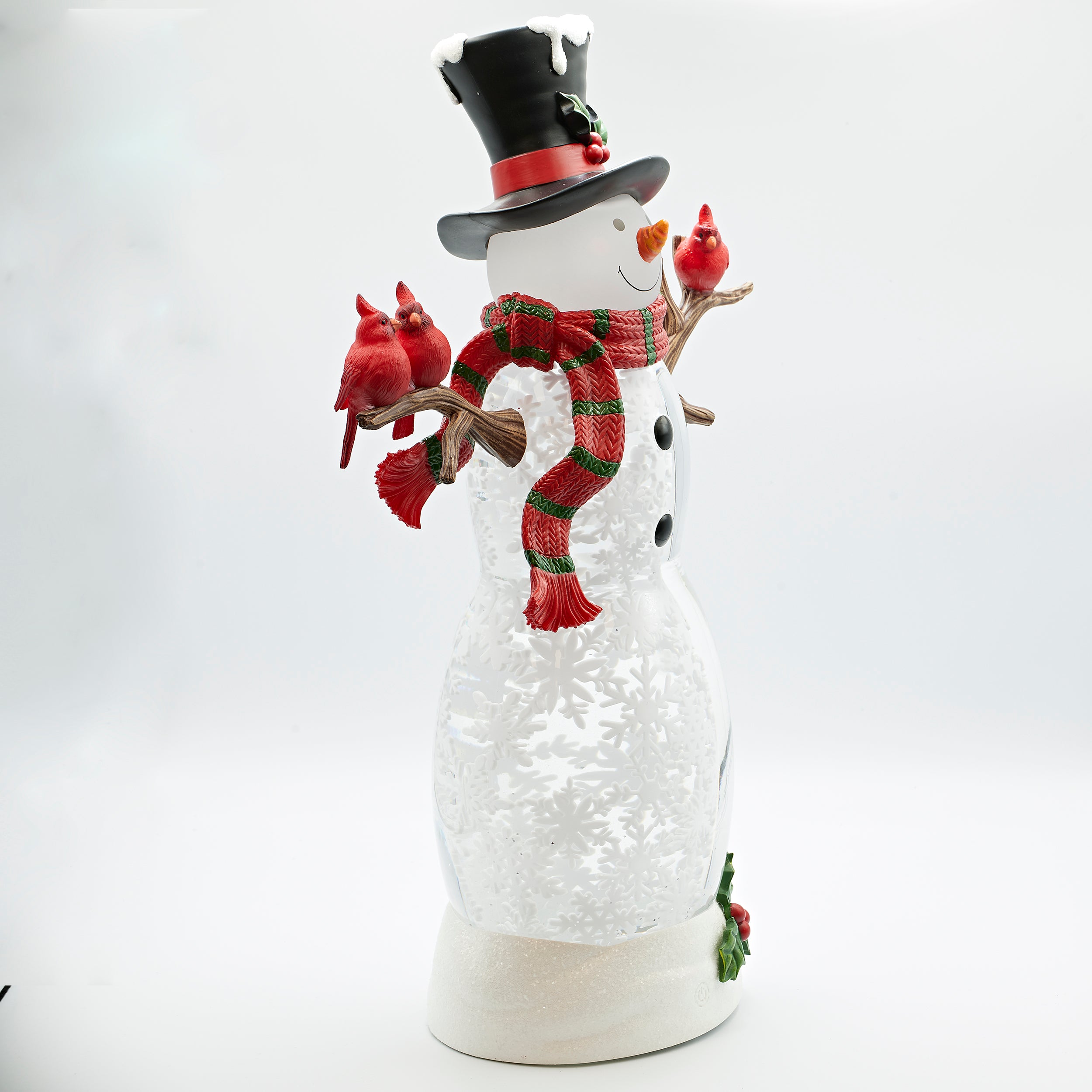 Confetti Lites Lighted Swirl Snowman with Red and Green Scarf & Cardinals
