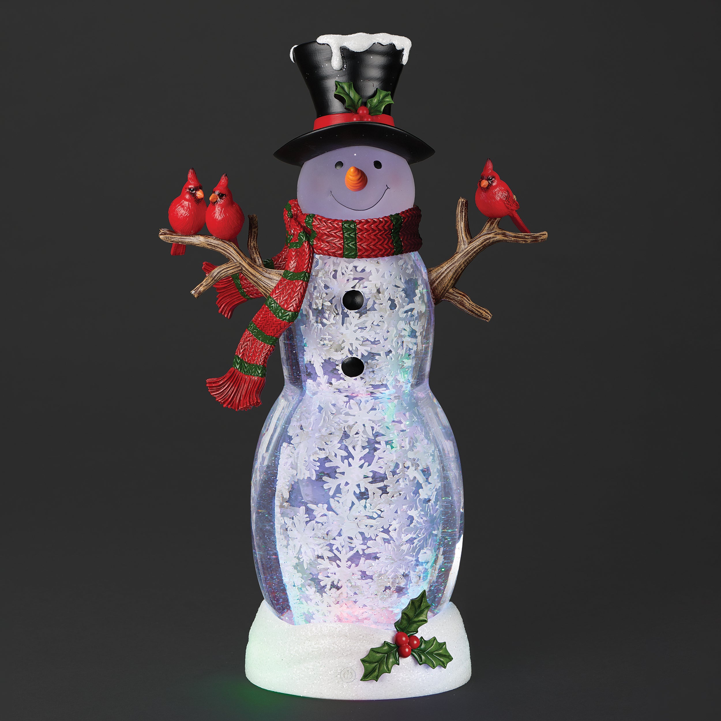 Confetti Lites Lighted Swirl Snowman with Red and Green Scarf & Cardinals