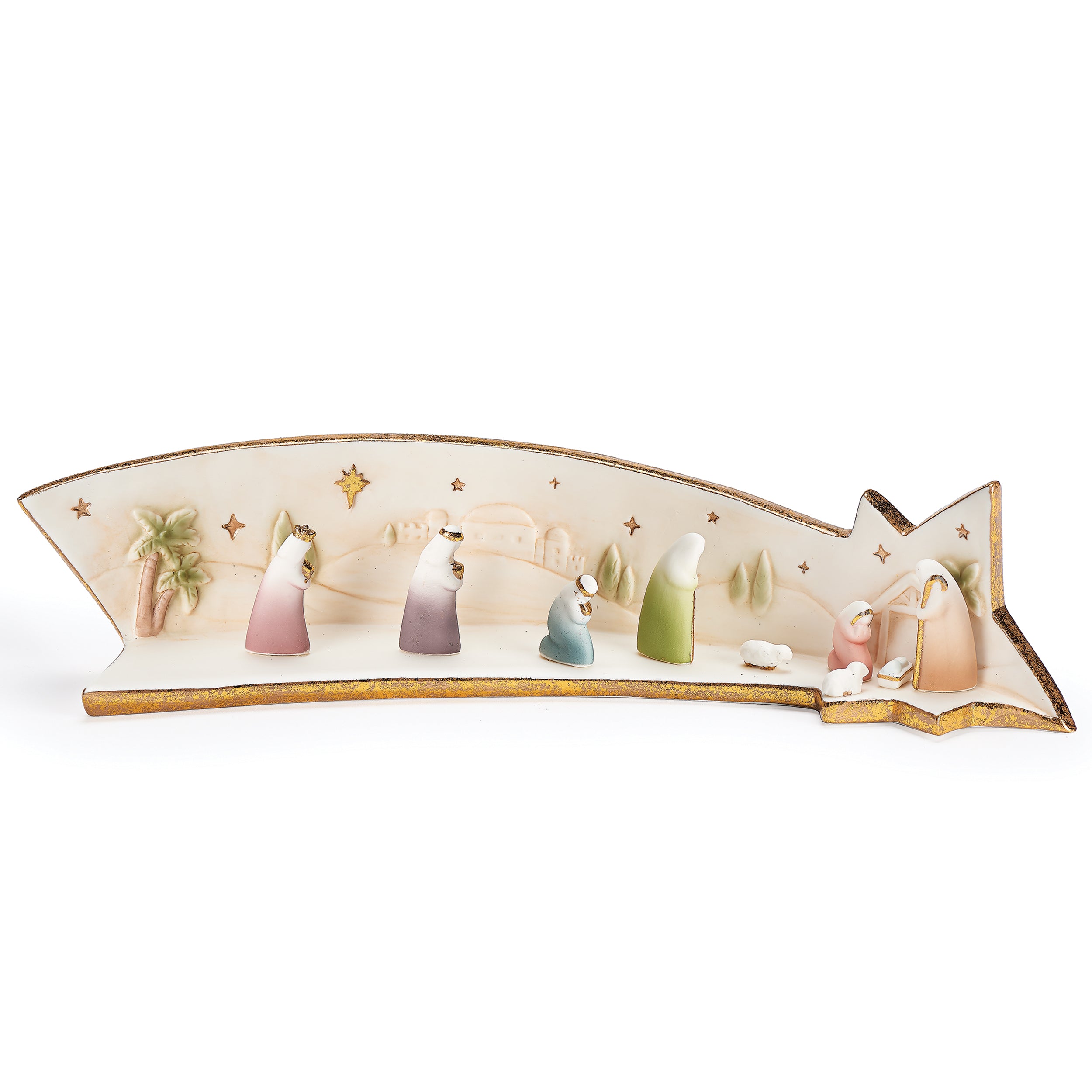 Porcelain Nativity Scene in Shooting Star Stage