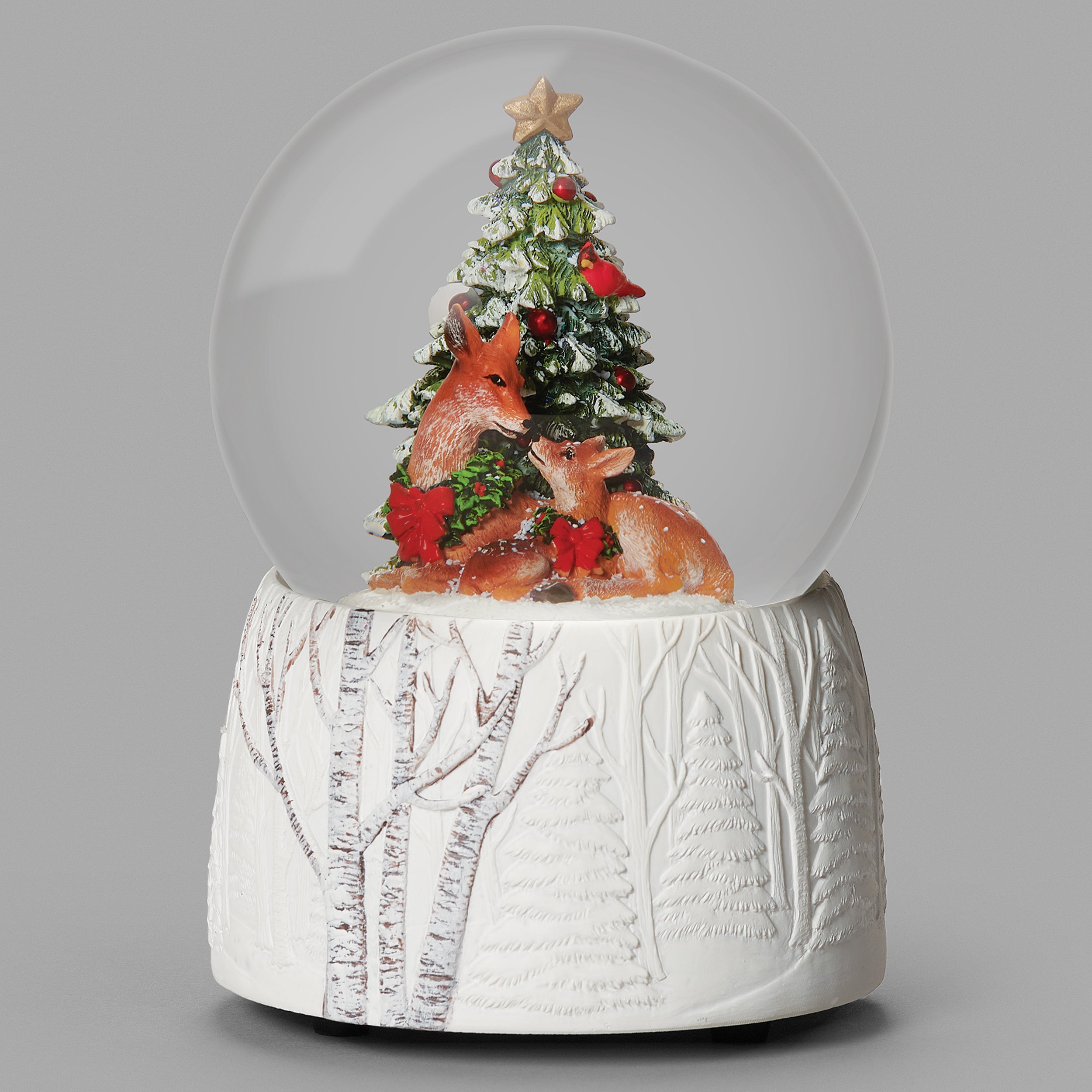 Glitterdome Musical Doe & Fawn – "O Christmas Tree" Tune