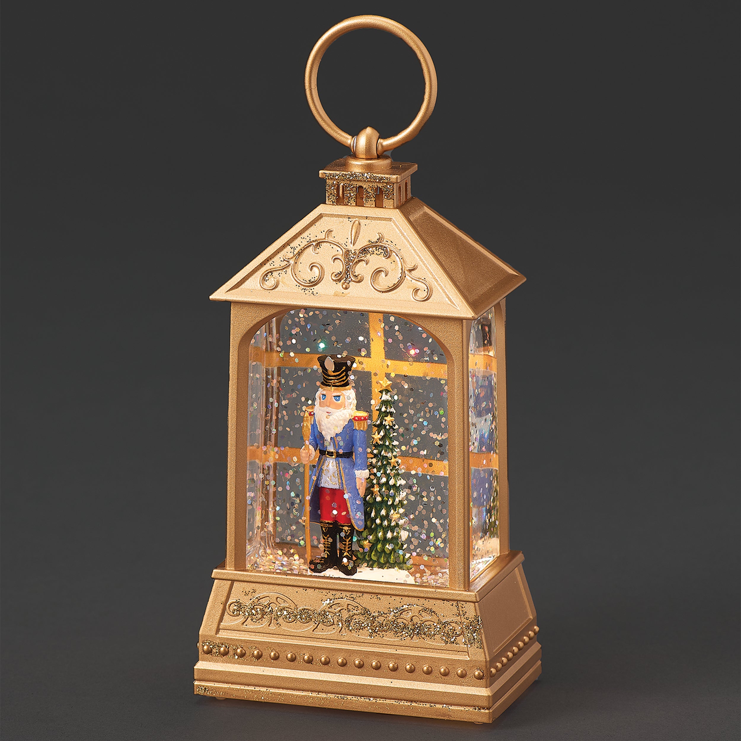 Lighted Nutcracker Gold Lantern – Shimmering Merry Lites