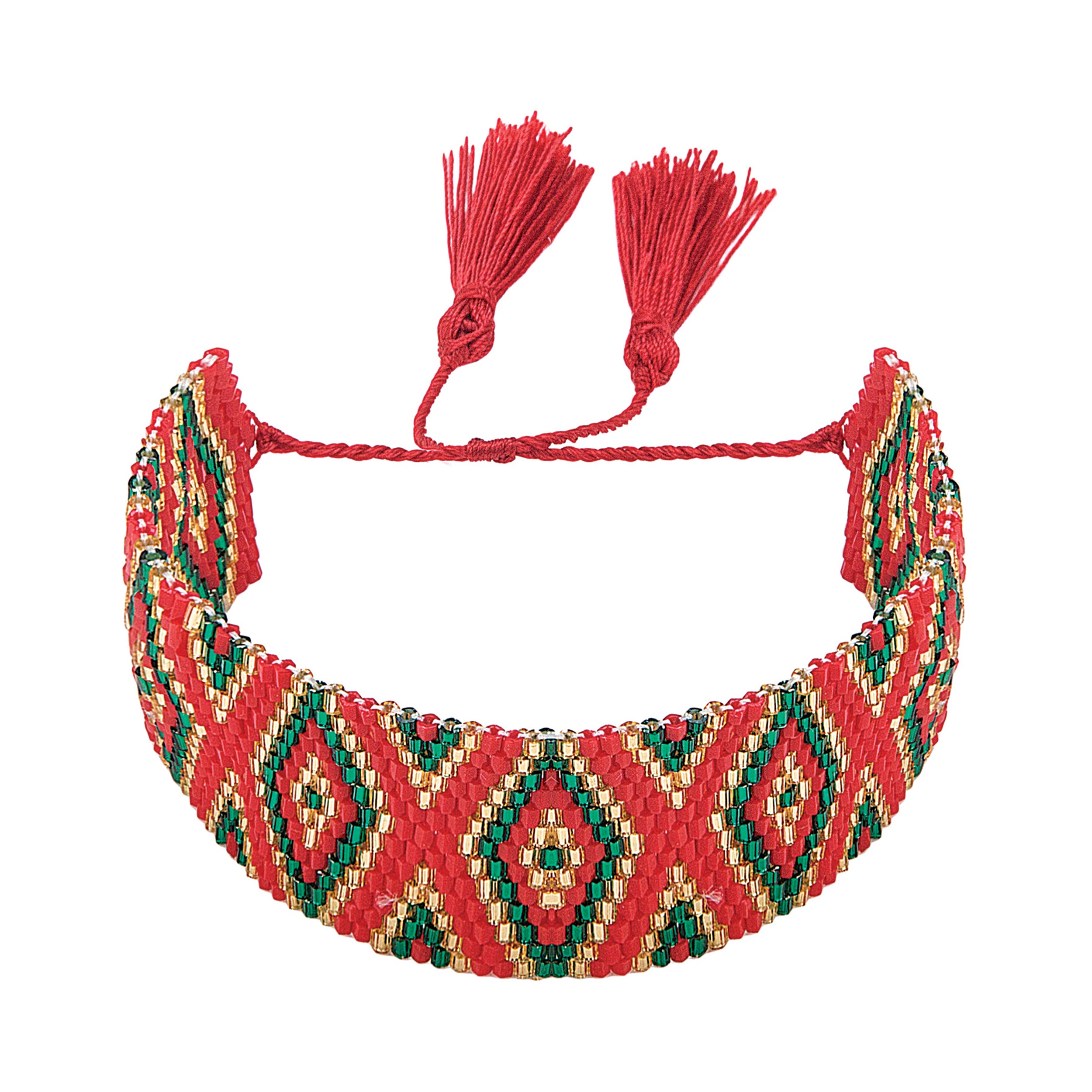 Red & Green Christmas Beaded Bracelet