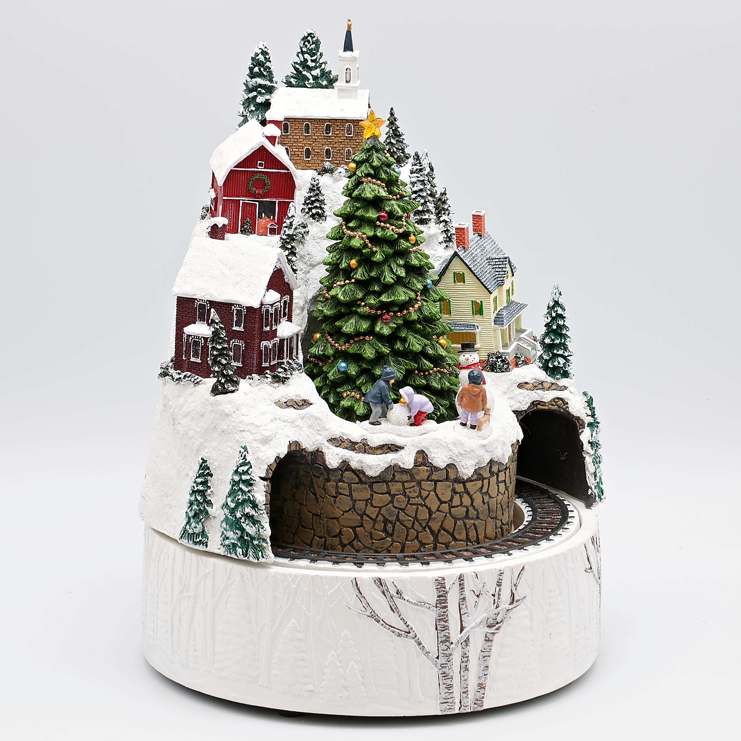 Amusements Snowy Mountain Town Lighted Musical with Rotating Train