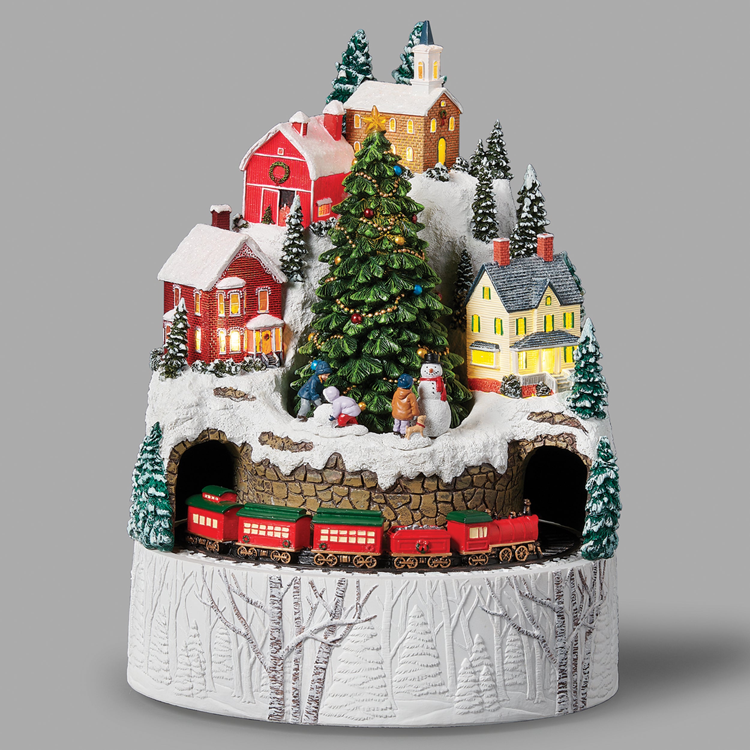 Amusements Snowy Mountain Town Lighted Musical with Rotating Train