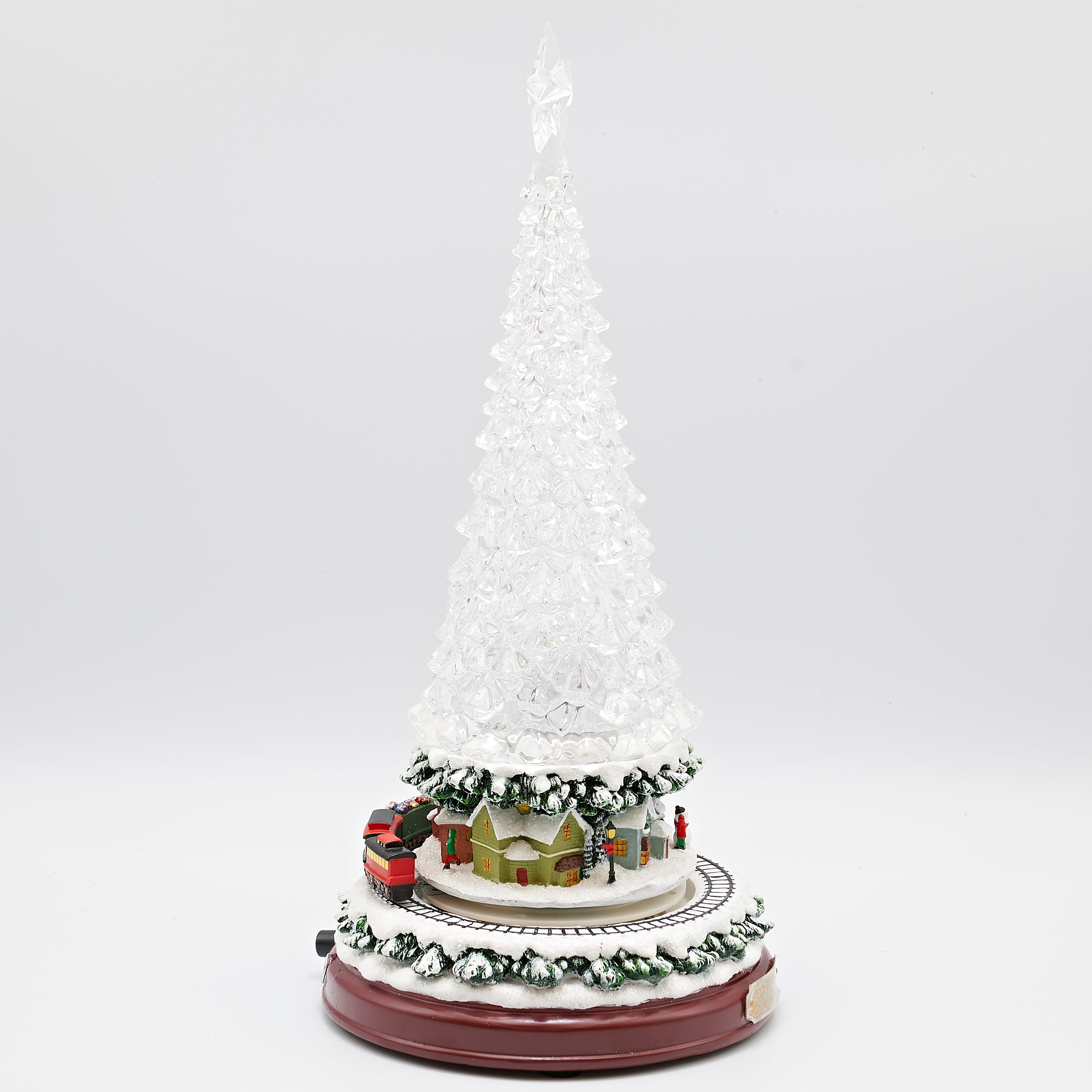 Amusements Glowing Crystal Christmas Tree with Musical Train Village Scene