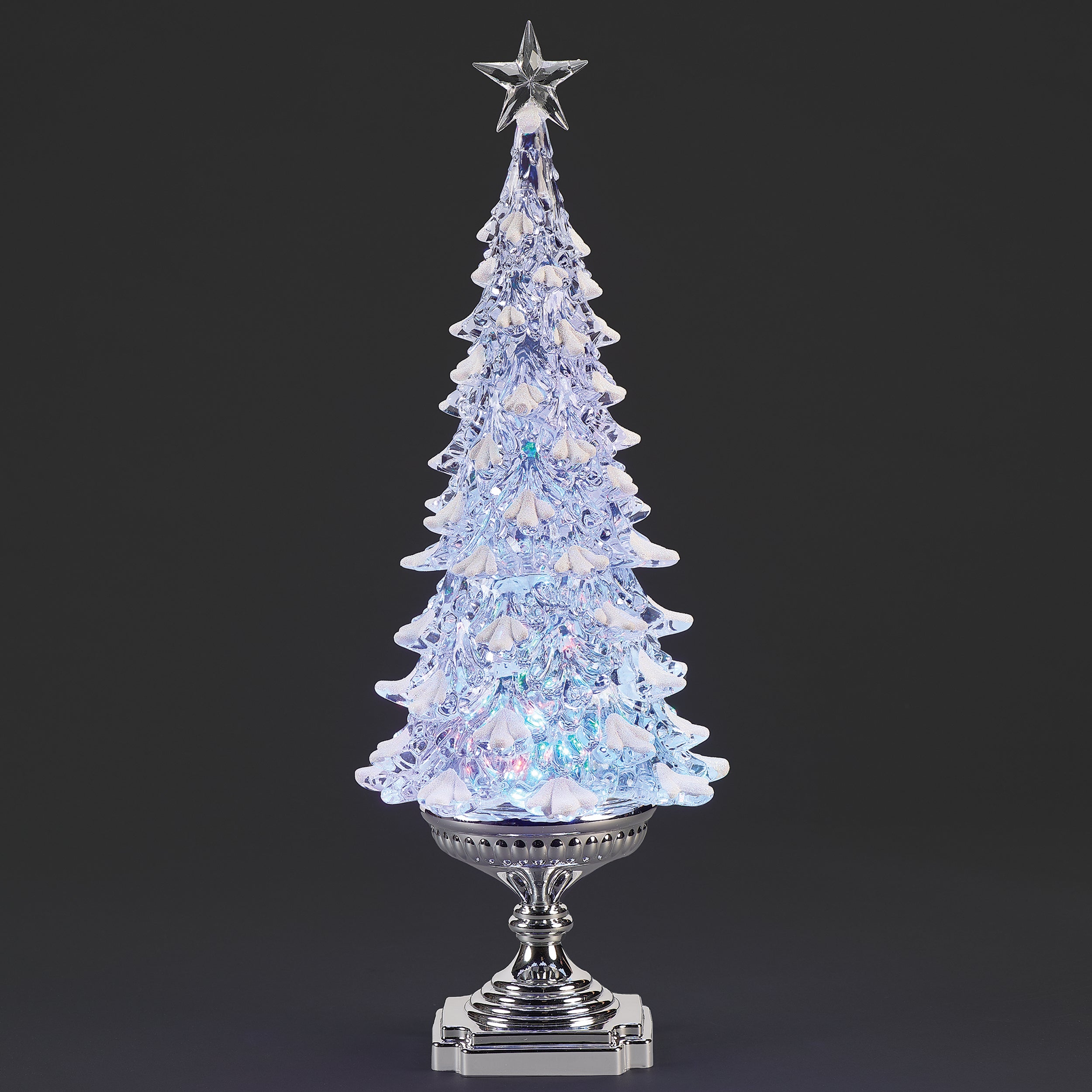 Lighted White Tree Rotating Lights