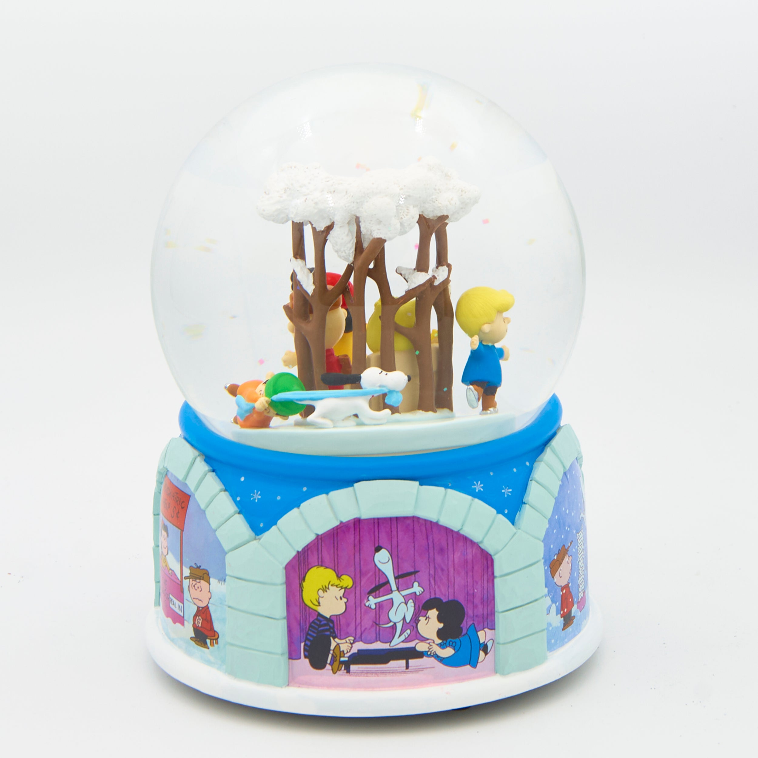 Peanuts Musical Rotating Ice Skaters Glitterdome - "Deck the Halls" Tune