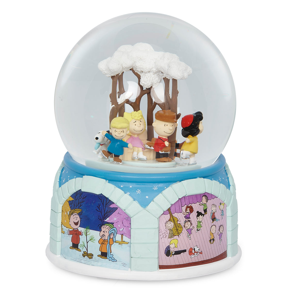 Peanuts rotating ice skaters glitterdome rear view